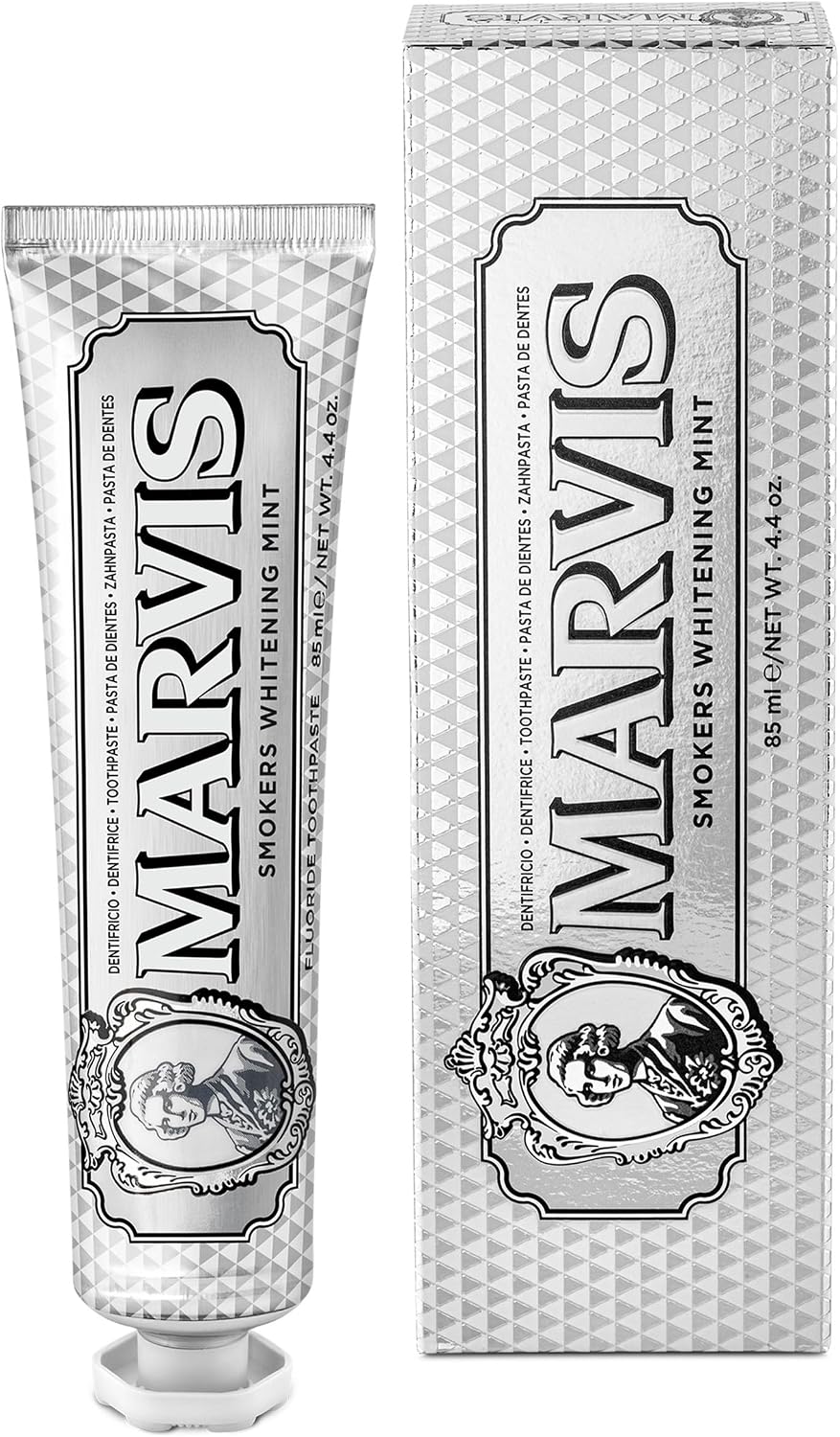 Marvis Smokers Whitening Toothpaste, Mint, 85ml, Promotes the Natural Whitening of the Teeth, Plaque Removal Toothpaste, Long-Lasting Freshness