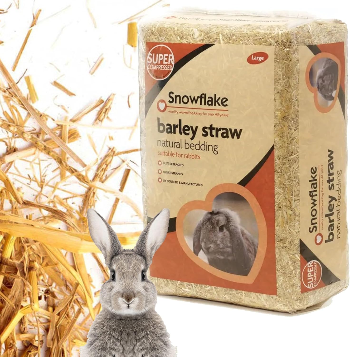 STAR SUPPLIES Super Compressed Natural Soft Flake Barley Straw For Animal & Pet Bedding (1 Bag, 3kg)