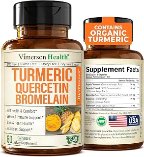 Quercetin with Bromelain & Turmeric Curcumin - Bromelain Supplement with Black Pepper. Immune & Joint Support Supplement - BioPerine & 700mg Organic Tumeric for Inflammation Balance & Allergy Support