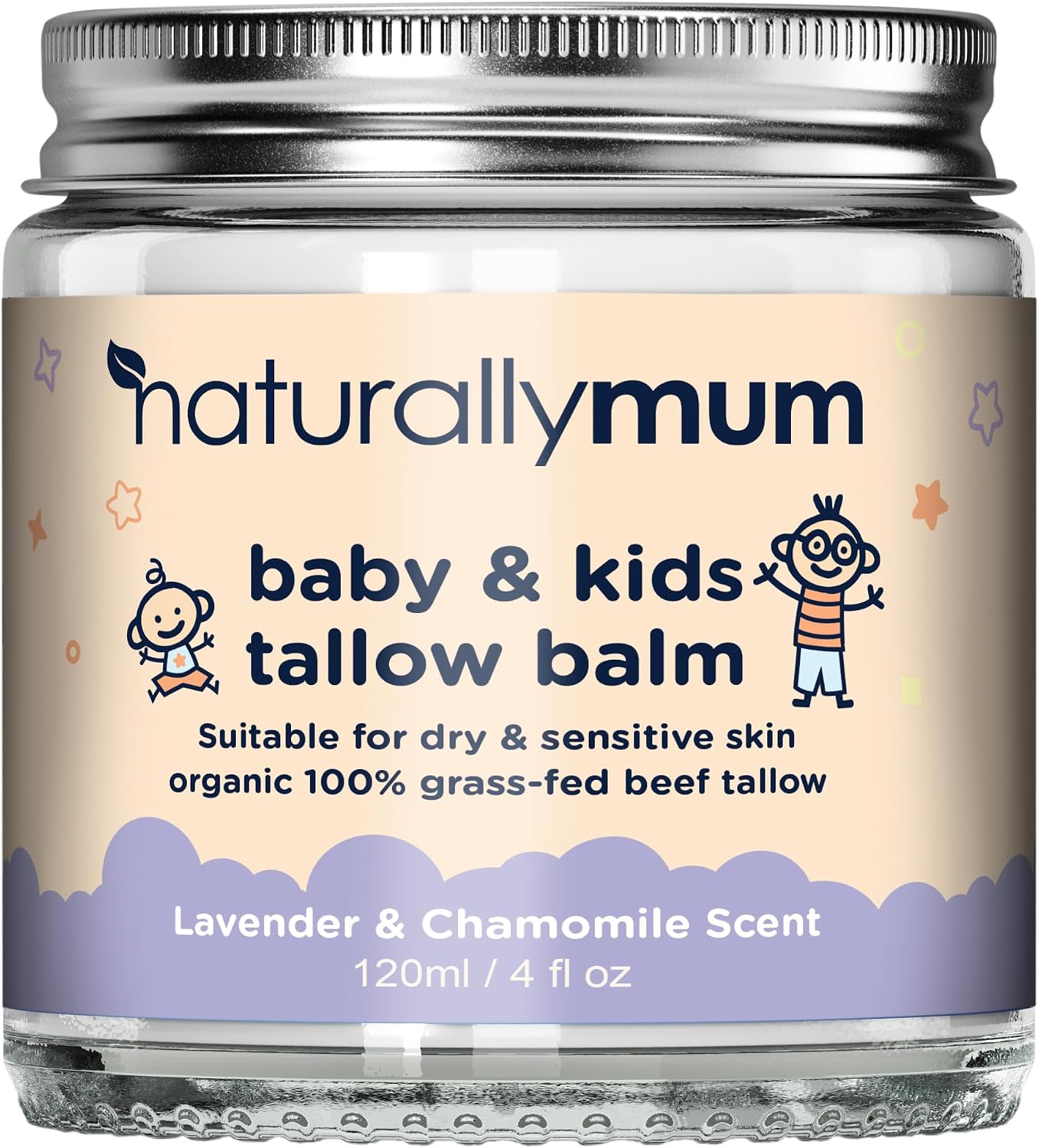 Baby & Kids Tallow Balm | All-Natural Organic Grass Fed Beef Tallow | Moisturizing Cream | For Dry & Sensitive Skin | All in One Skincare Solution | 4.2 fl oz