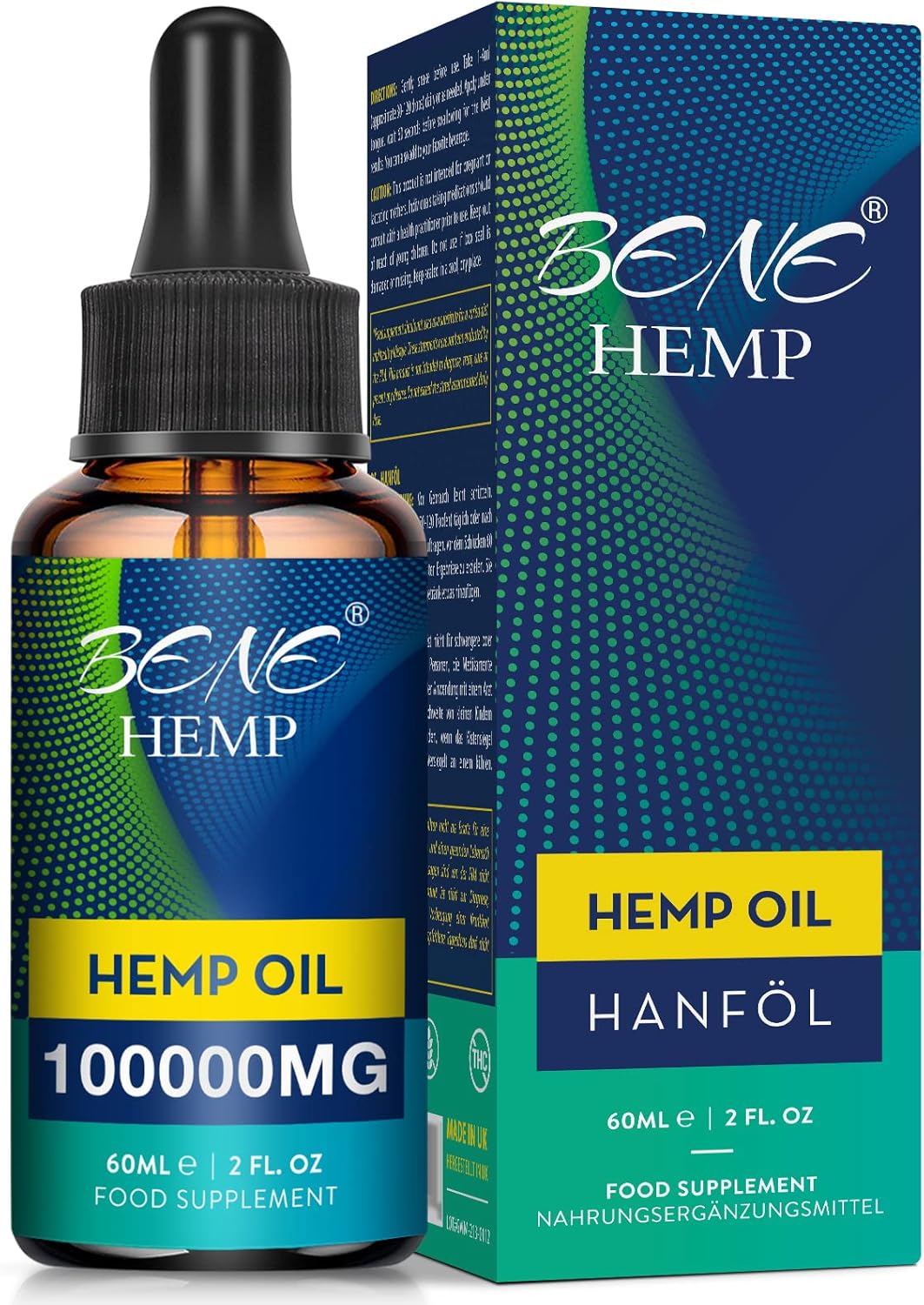 High Strength 100000mg Premium Oil - Supports Joint, Sleep and Stress Relief, Rich in Omega 3-6-9, Vitamin C & E, 100% Vegan (60ml 100000mg)