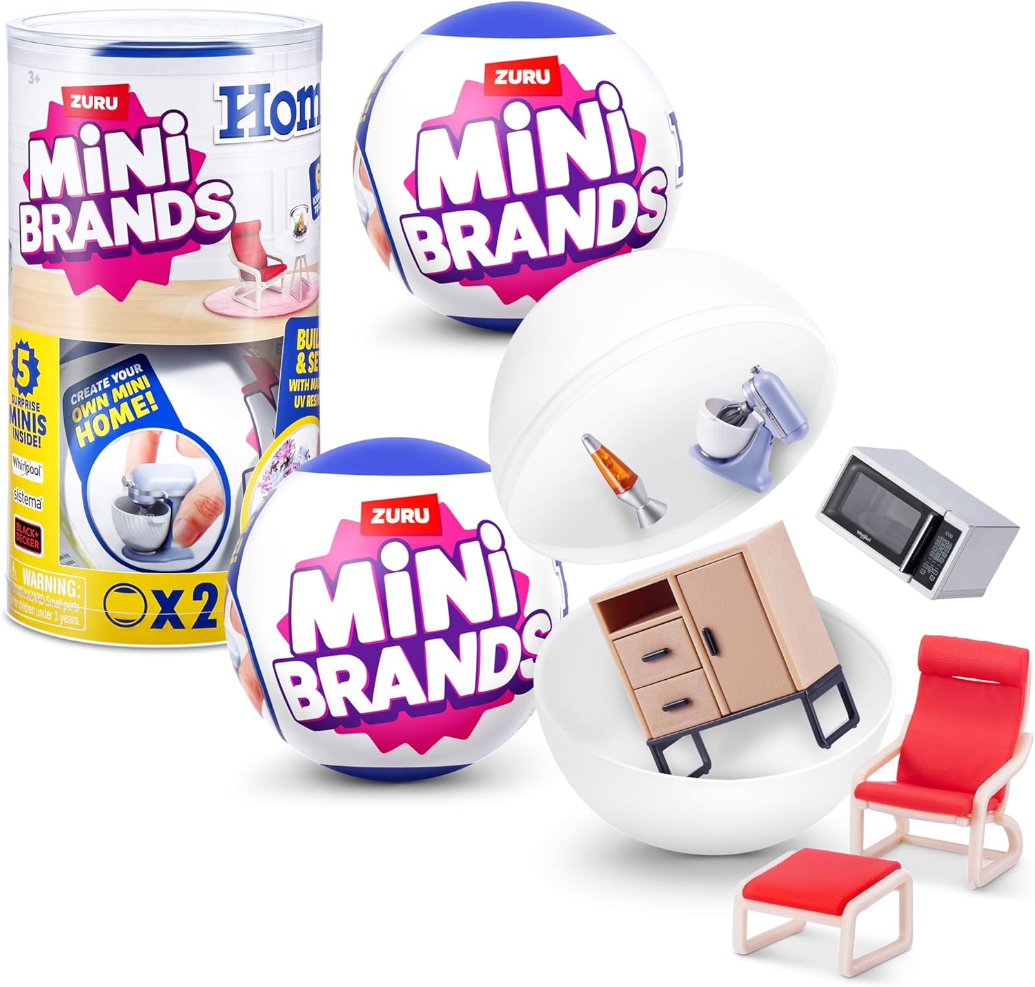 Mini Brands Home Capsule by ZURU, Series 1, 2 Capsules, 60+ Minis, Collectible Home Themed Minis, Blind Packaging, Collectors Guide Included