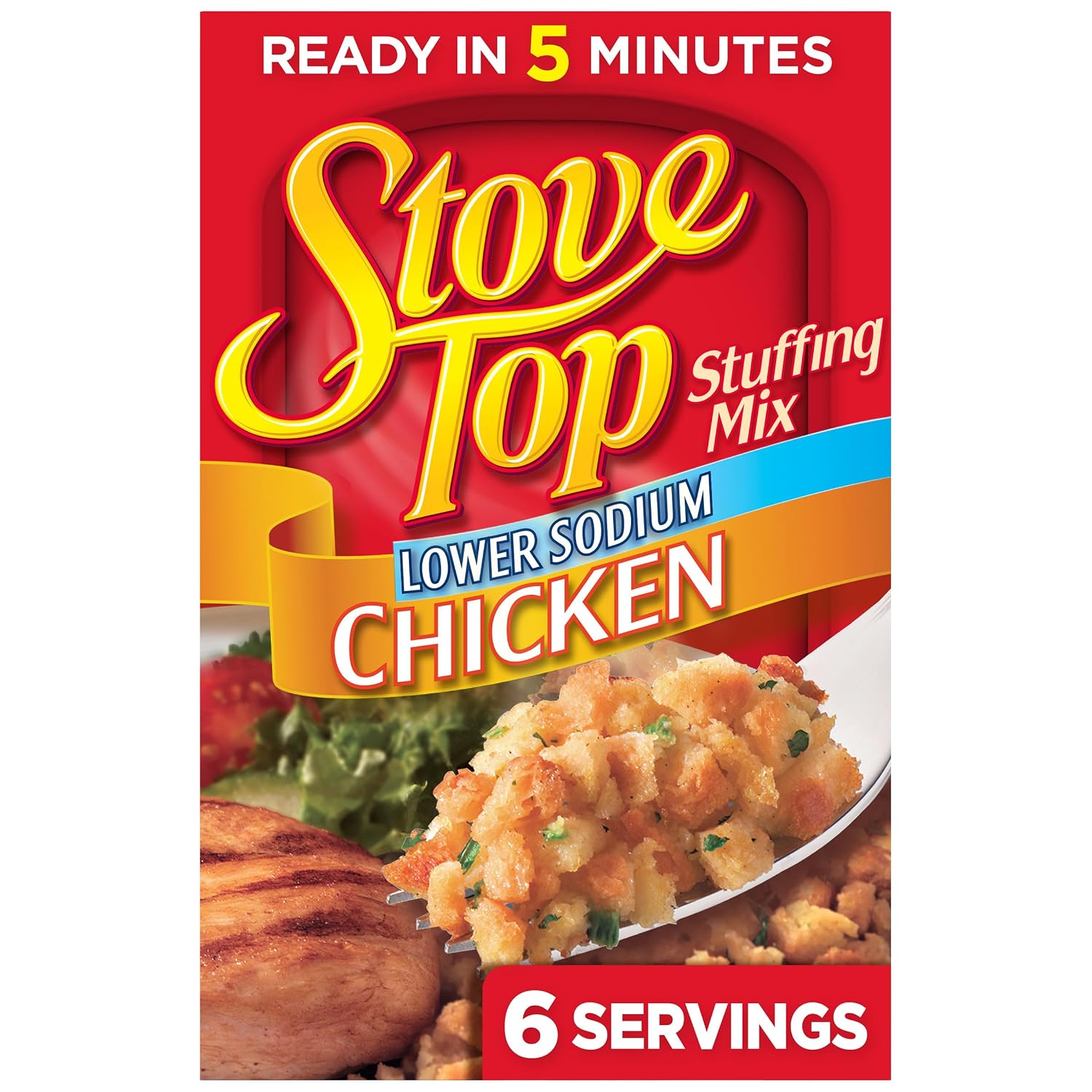 Stove Top Low Sodium Stuffing Mix for Chicken with 25% Less Sodium (6 oz Box)