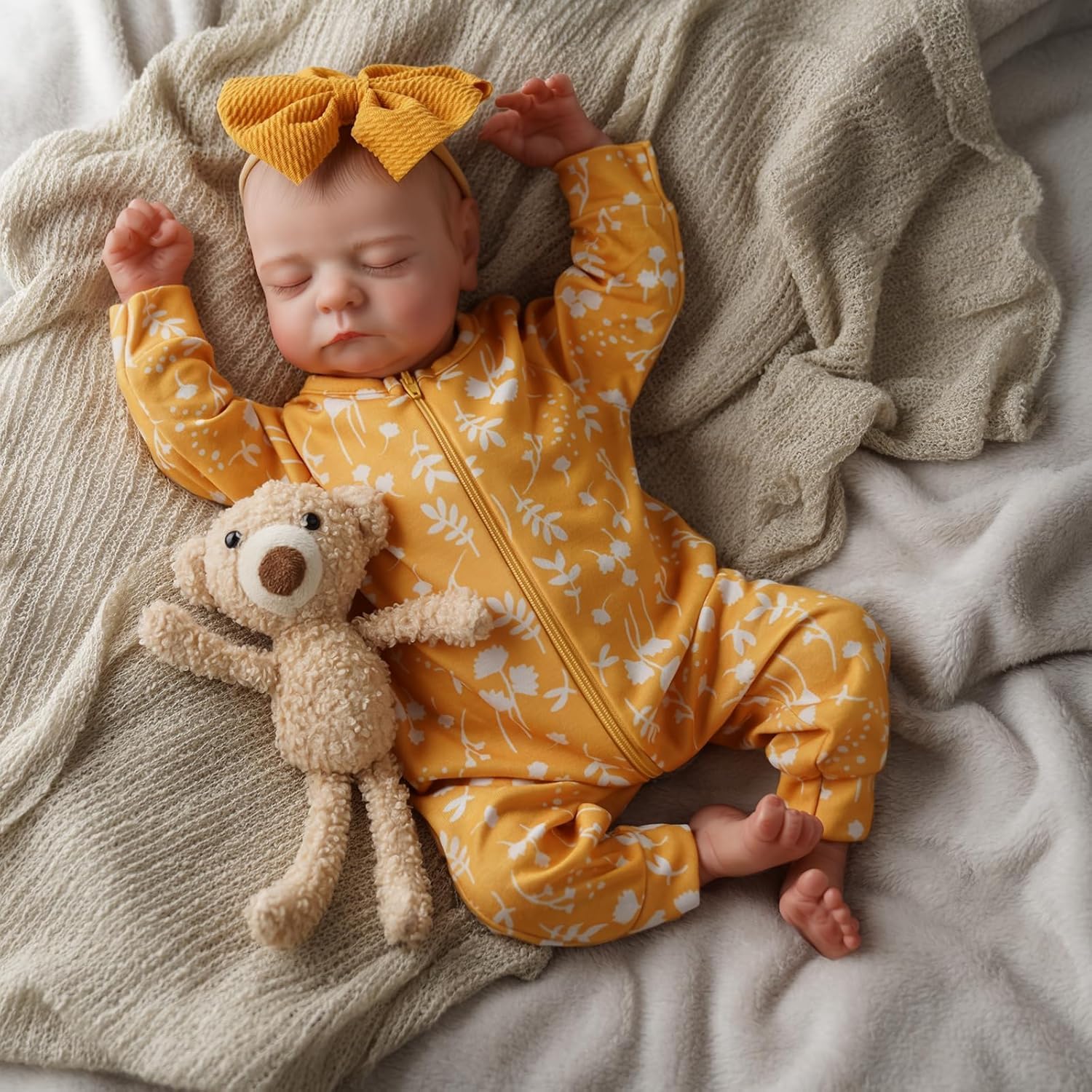 ADFO Lifelike Reborn Baby Dolls, 20 inch Realistic Newborn Real Life Baby Girl Dolls Soft Silicone Full Body Vinyl Girl Baby Dolls with Clothes and Toy Gift for Kids Age 3+