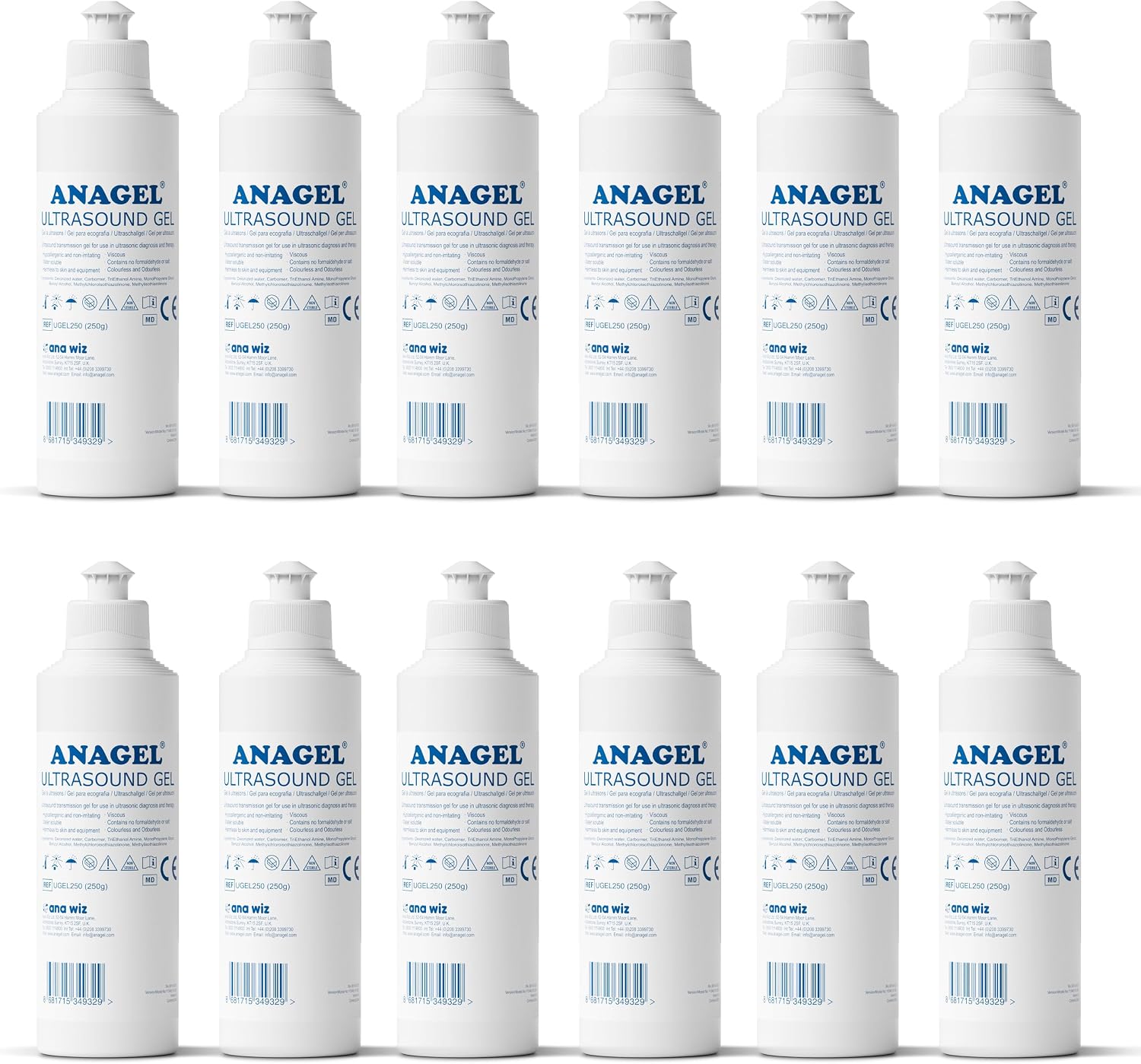 Anagel Ultrasound Gel 250ml Box of 12