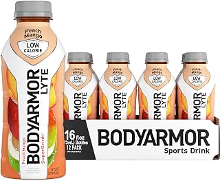 BODYARMOR LYTE Sports Drink Low-Calorie Sports Beverage, Peach Mango, Coconut Water Hydration, Natural Flavors With Vitamins, Potassium-Packed Electrolytes, Perfect For Athletes, 16 Fl Oz (Pack of 12)