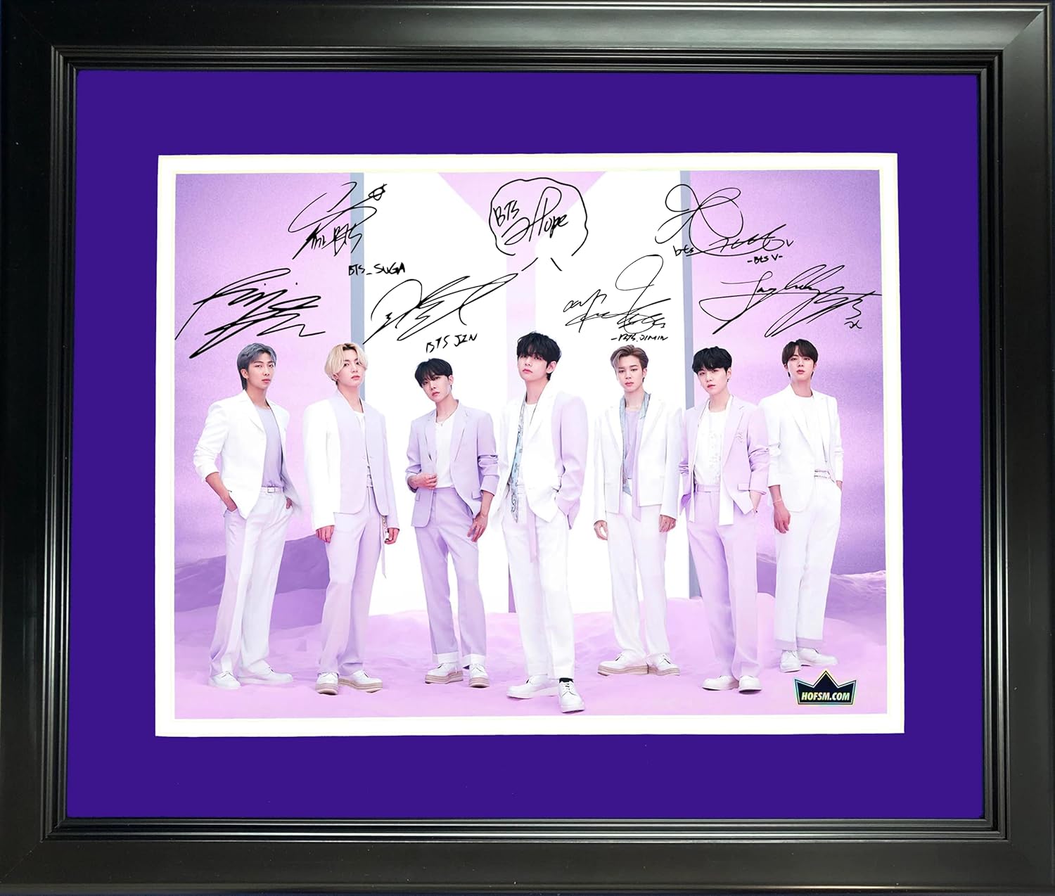 Framed BTS Bangtan Boys Laser Engraved Facsimile Autographs The Best Album 11"x14" Music Photo HOFSM Holo