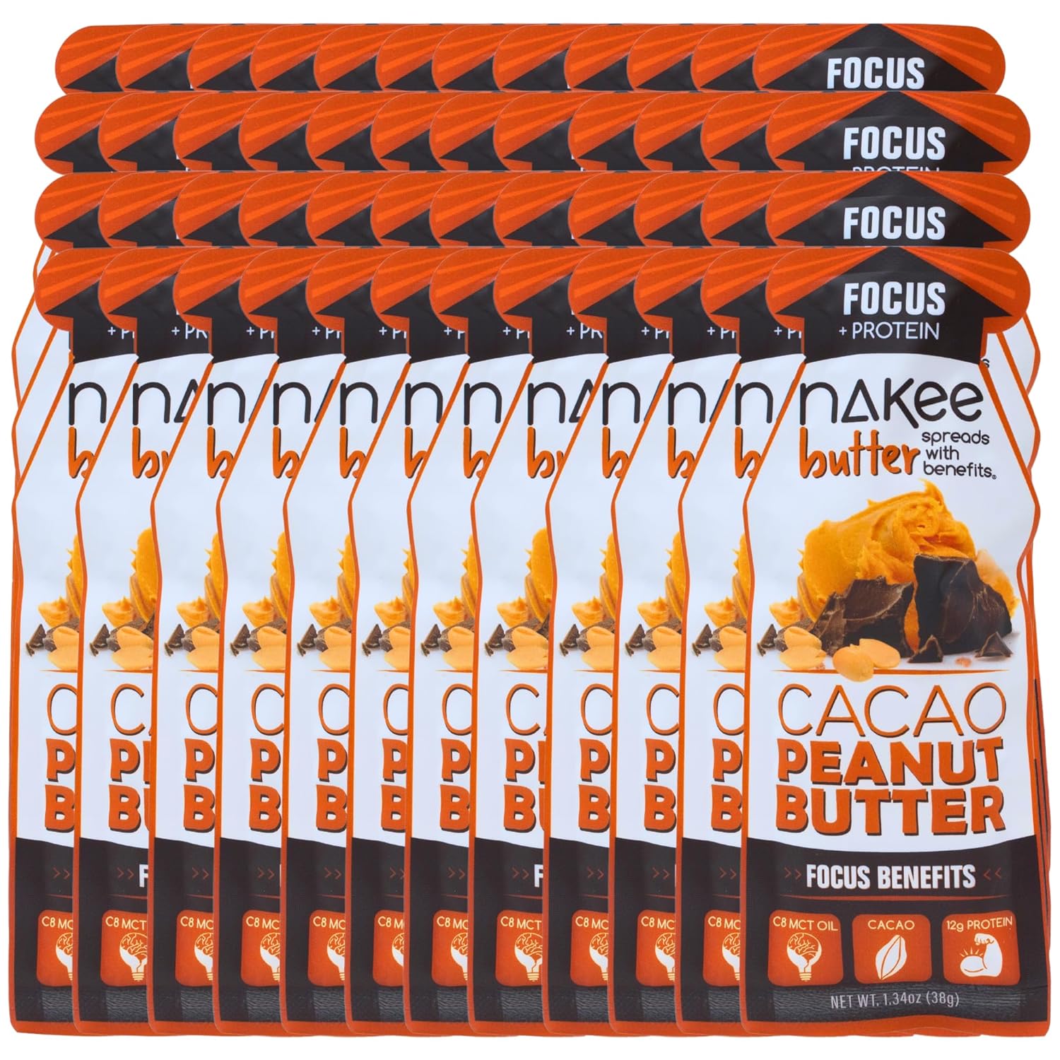 Nakee Butter Focus Cacao Peanut Butter Starter 48 Pack