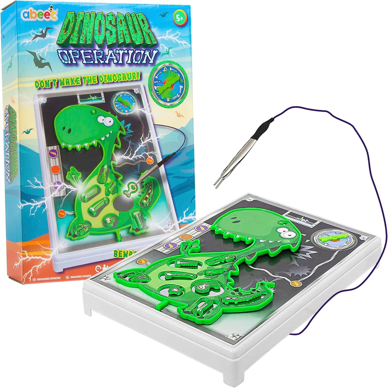 abeec Dinosaur Operation - Dinosaur Operation Game for Boys and girls - Board Game for Kids 6+ - Dinosaur Toy for Boys - Remove the Body Parts or Face the Buzzer