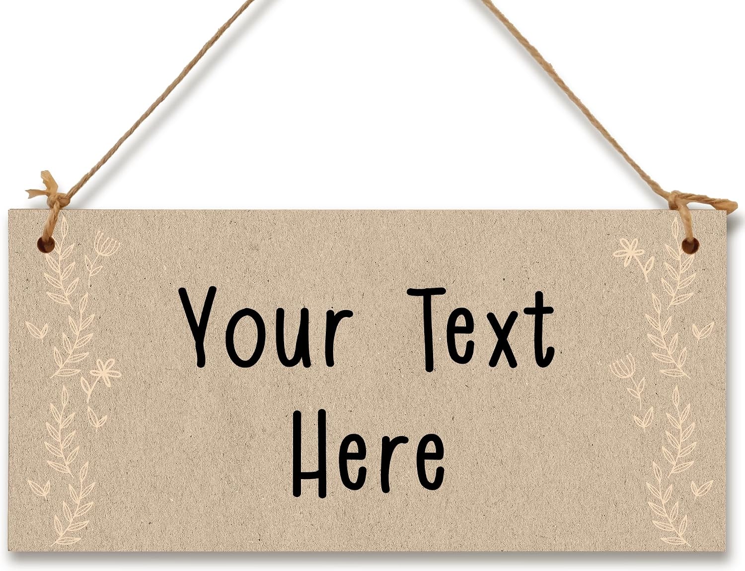 Personalised Hanging Plaque Your Custom Text Kraft Vintage Decorative Wooden Door Wall Sign Home Decor Add Any Message