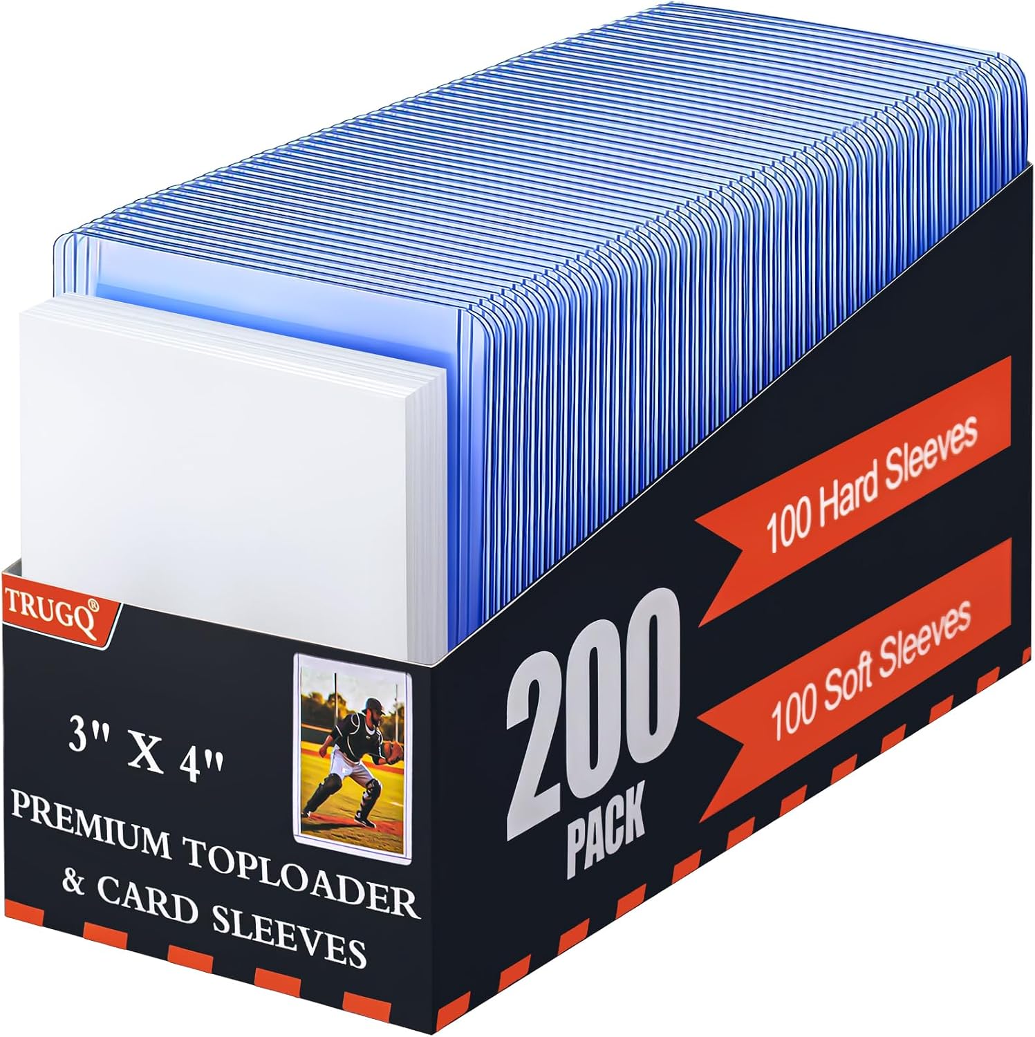 3"x4" Toploaders Card Protectors,100 Hard Holders + 100 Soft Sleeves
