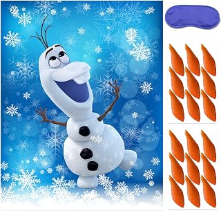 Froze Christmas Party Pin The Nose on The Olaf Party Game for Kids Olaf Pin Game with Reusable Stickers Birthday Shower Party Supplies Activities