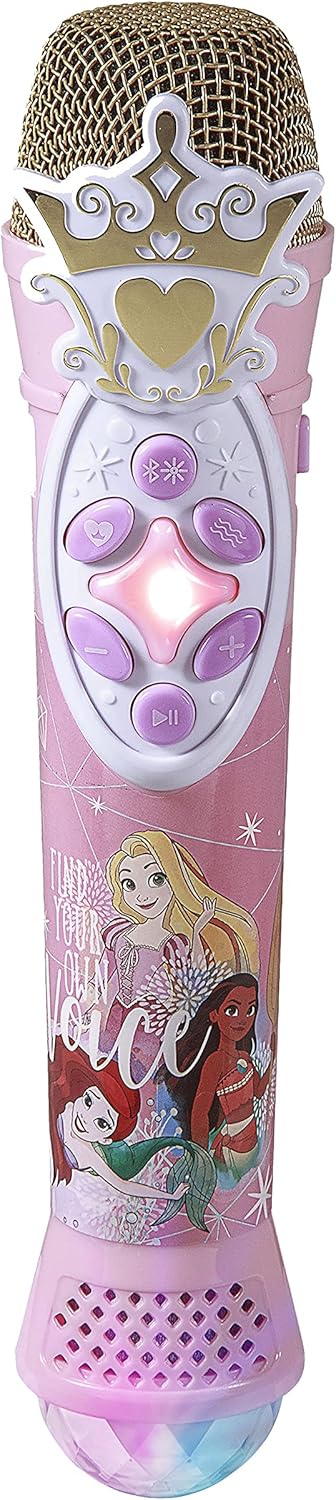 eKids Disney Princess Karaoke Microphone with Bluetooth Speaker, Wireless Microphone Connects to Disney Songs Via EZ Link Feature, for Fans of Disney Princess Toys