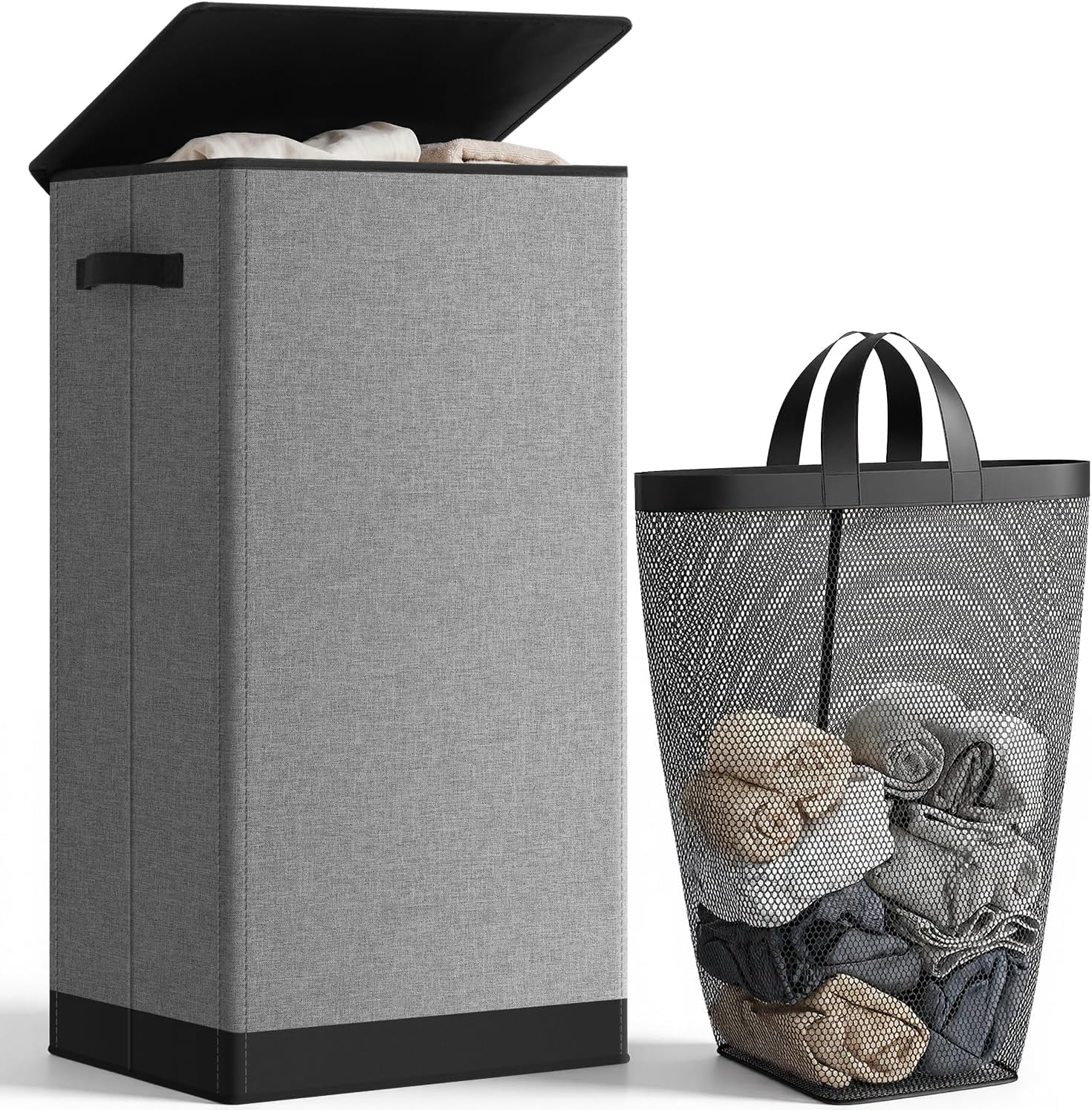 SOLEDI 100L Laundry Hamper with Lid, Large Collapsible Laundry Basket