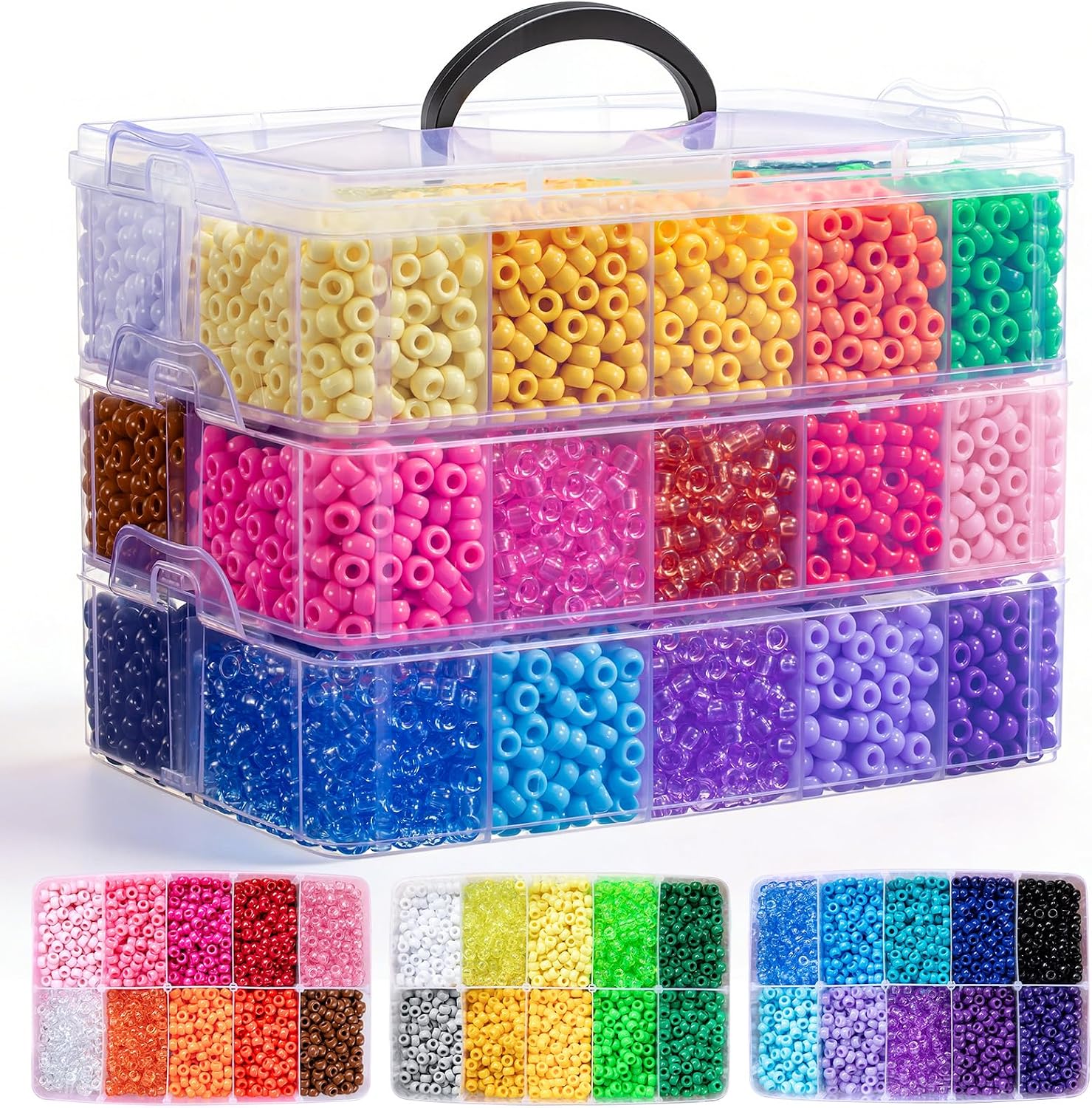 Simetufy 10000Pcs Pony Beads Bulk 30 Colors for Kandi Bracelet Making