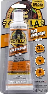 Gorilla Max Strength Clear Construction Adhesive, 2.5 Ounce Squeeze Tube, Clear, (Pack of 1)