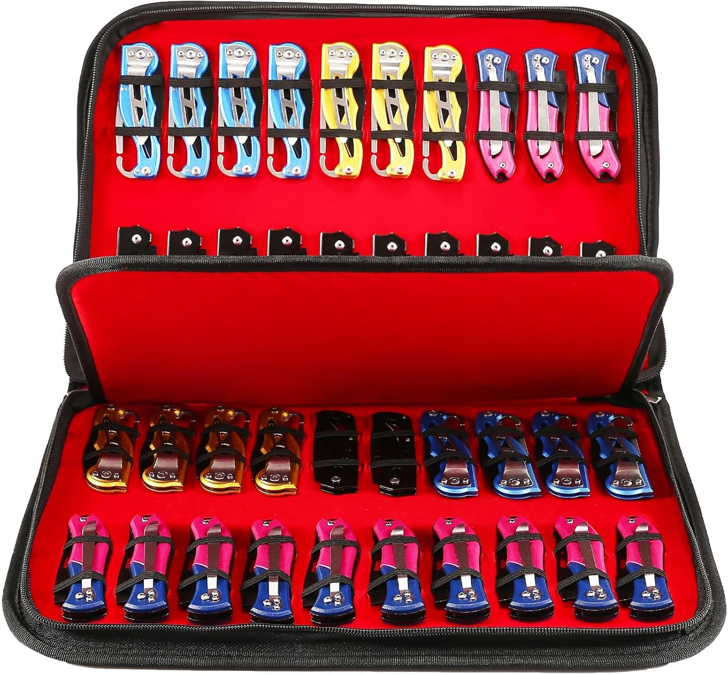 QEES Knife Case,Knife Display Case,Knife Storage,40 Slots Folding Knife Holder Organizer,Butterfly Pocket Knife Carrier,Knives Collection Protector For Men Survival Tactical Outdoor EDC Mini Knife