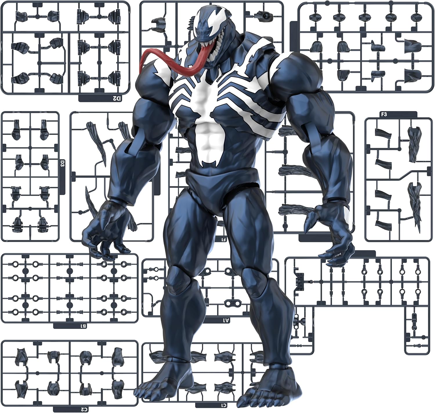 BLOKEES Champion Class - Marvel Rivals - Venom Action Figure - 185 Pieces Model Kit - 6 Inch - 90 Points of Articulation - Assembly Required - No Tools - No Cutting - No Glue - No Paint - Age 14+