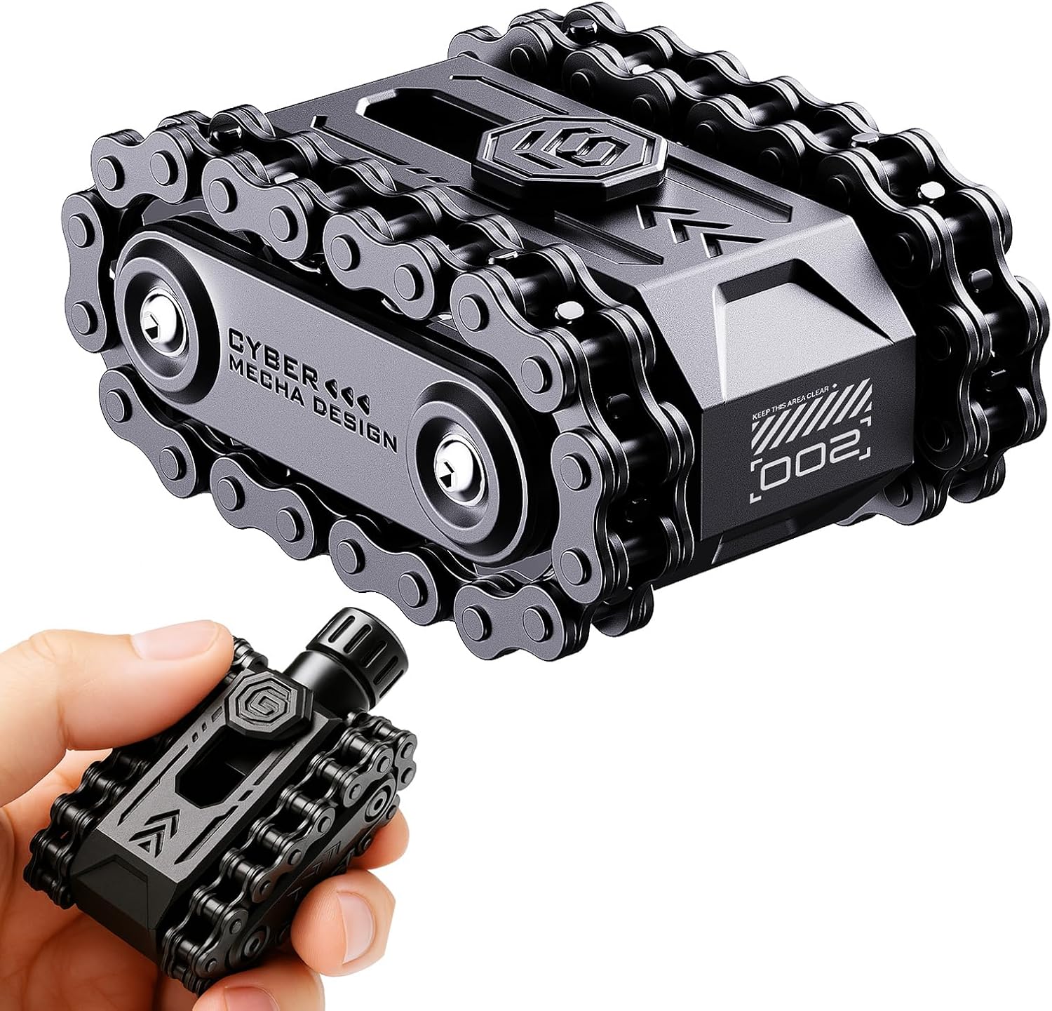 Metal Fidget Slider Roller Chain Spinner, Tank Haptic Toy for Adults
