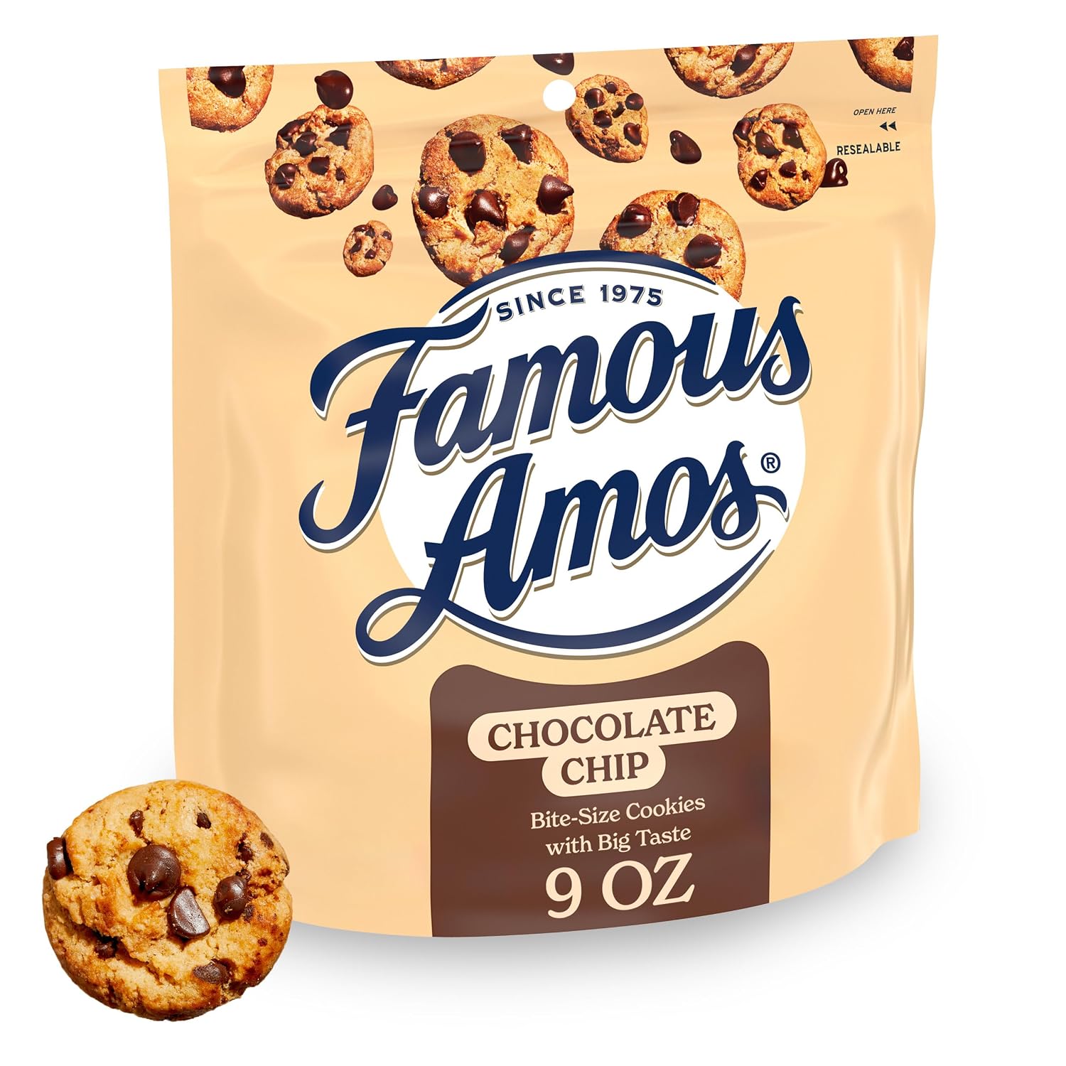 Famous Amos Chocolate Chip Cookies, Bite-Size Cookies, 8 Bags, 9 Oz Each