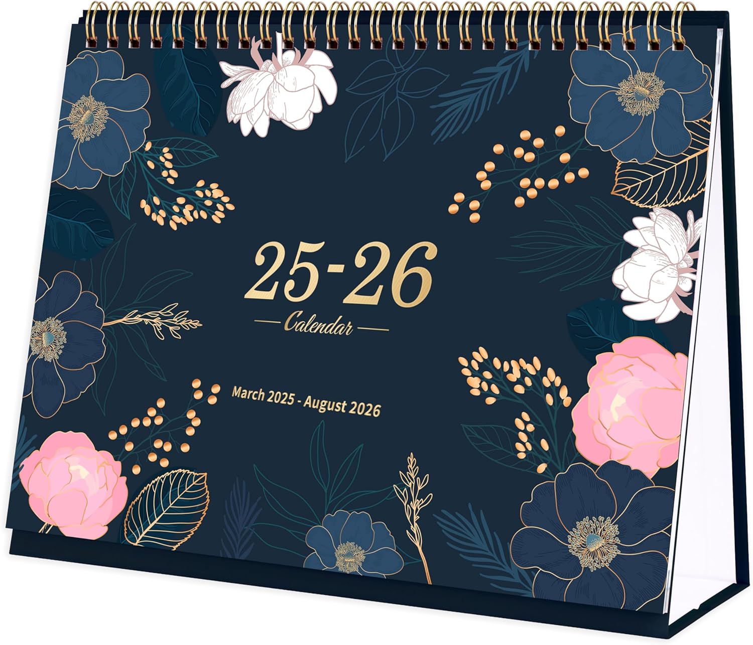 Desk Calendar 2025 2026 - Calendar 2025/2026 uk from March 2025 to August 2026, Running Monthly memo pages, 10" x 8.3", Stand Up Desk Calendar with Strong Twin-Wire Binding