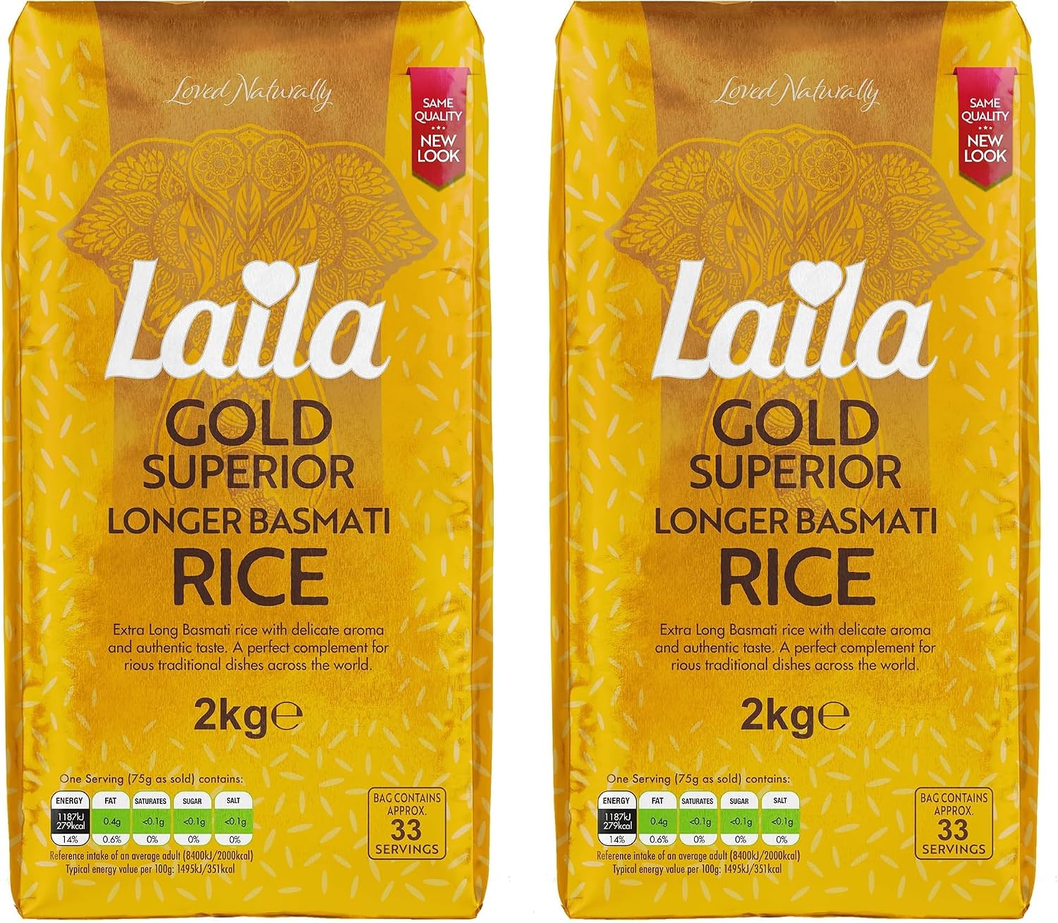 Laila Gold Basmati Rice 2kg (Pack of 2)