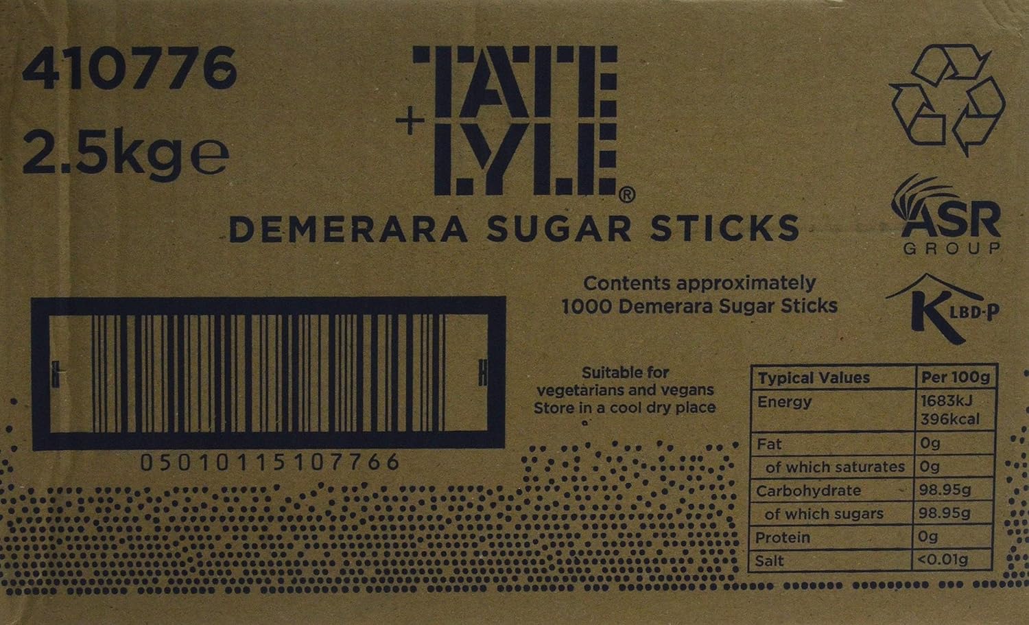 Tate & Lyle Fairtrade Demerara Sugar Sticks 1000 x 2.5g - Tea & Coffee