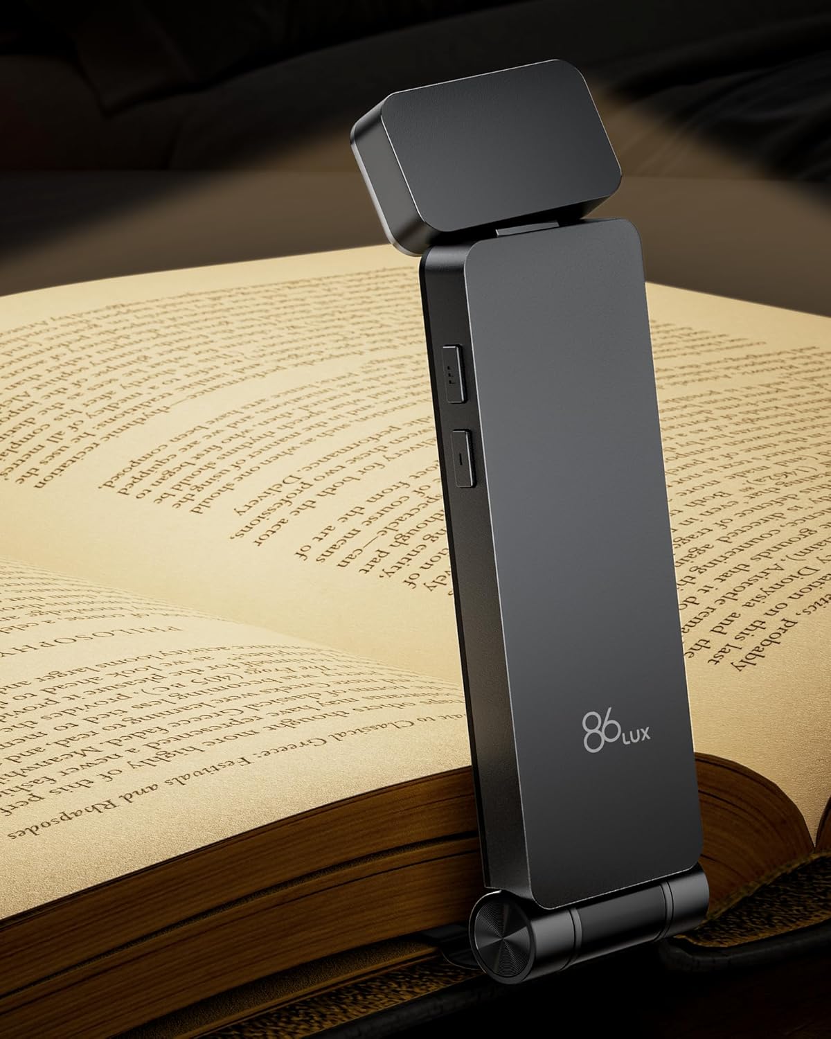 86lux Book Light, Rechargeable Clip-On LED Reading Light for Bed & Night Use - 3 Color Temperatures with Stepless Dimming, Ultralight Bookmark Design for Kids, Book Lovers, Grey