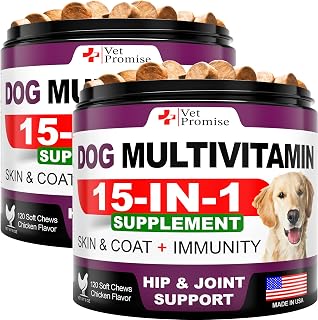 (2 Pack) Dog Multivitamin Chewable with Glucosamine - Dog Vitamins and Supplements - Senior & Puppy Multivitamin for Dogs - Pet Joint Support Health - Immunity - Mobility - Energy - 240 Chews