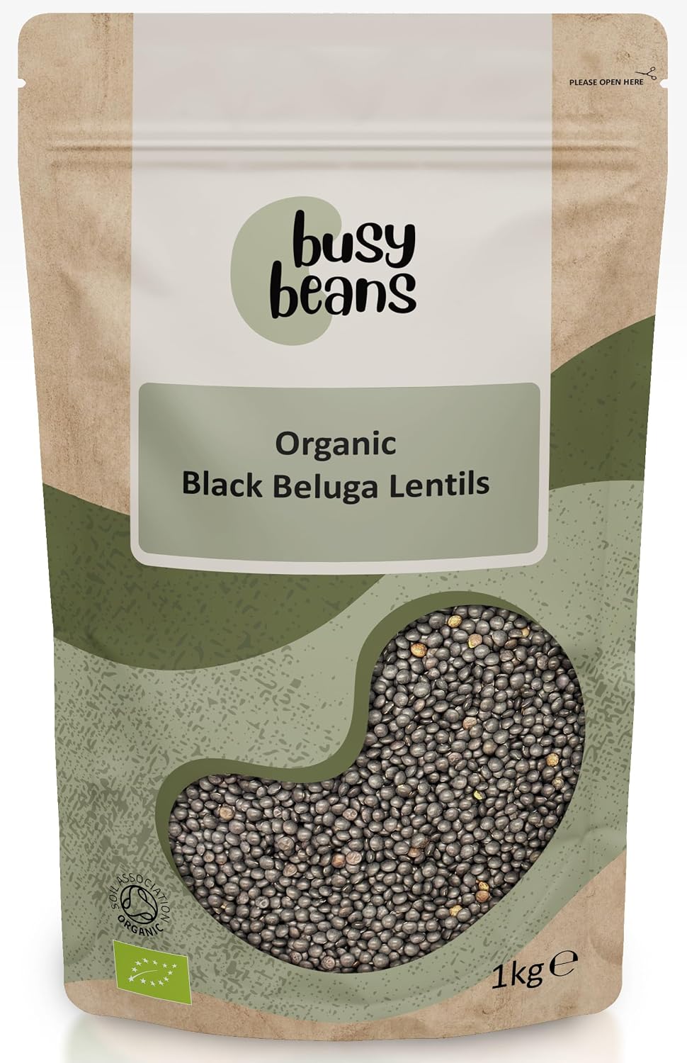 Organic Black Beluga Lentils 1kg | Whole Dried Black Lentils | Certified Organic | High Protein & Fibre | Vegan | Busy Beans