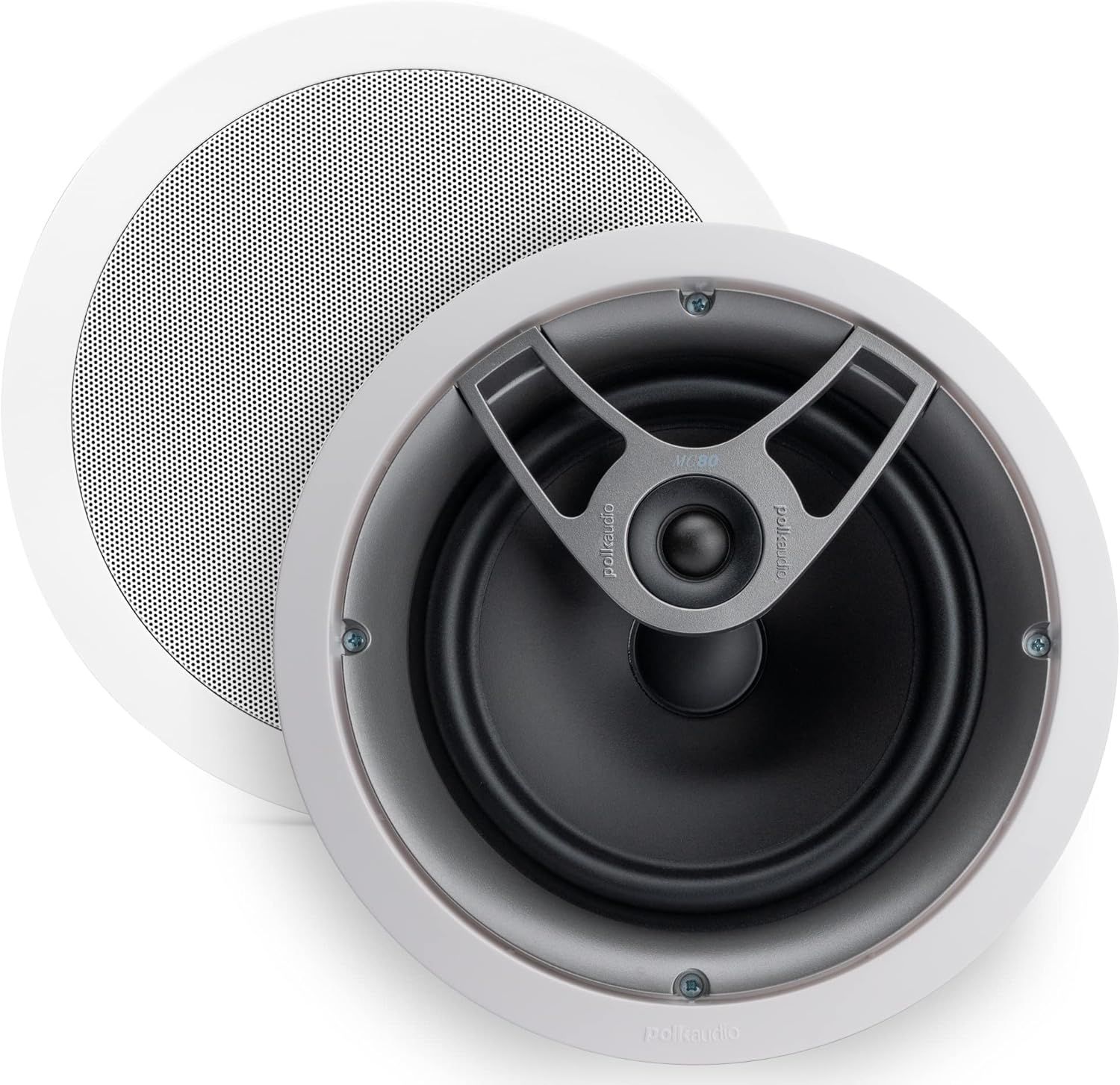 Polk Audio MC80 2-Way in-Ceiling 8" Speaker (Single) | Dynamic Built-in Audio | Perfect for Humid Indoor/Enclosed Areas | Bathrooms, Kitchens, Patios | White
