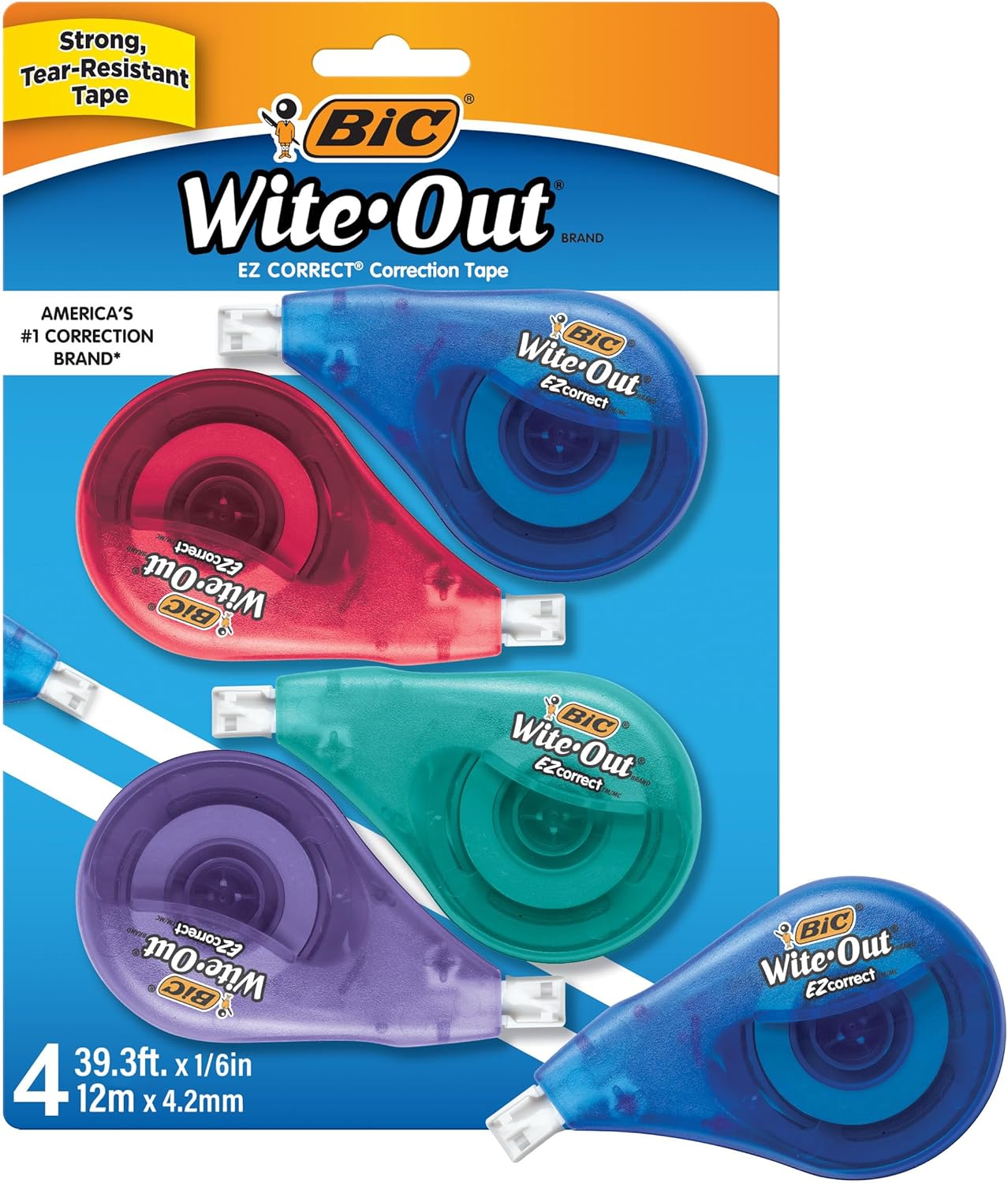 BIC Wite-Out(R) Correction Tape, Pack Of 4, BICWOTAPP418