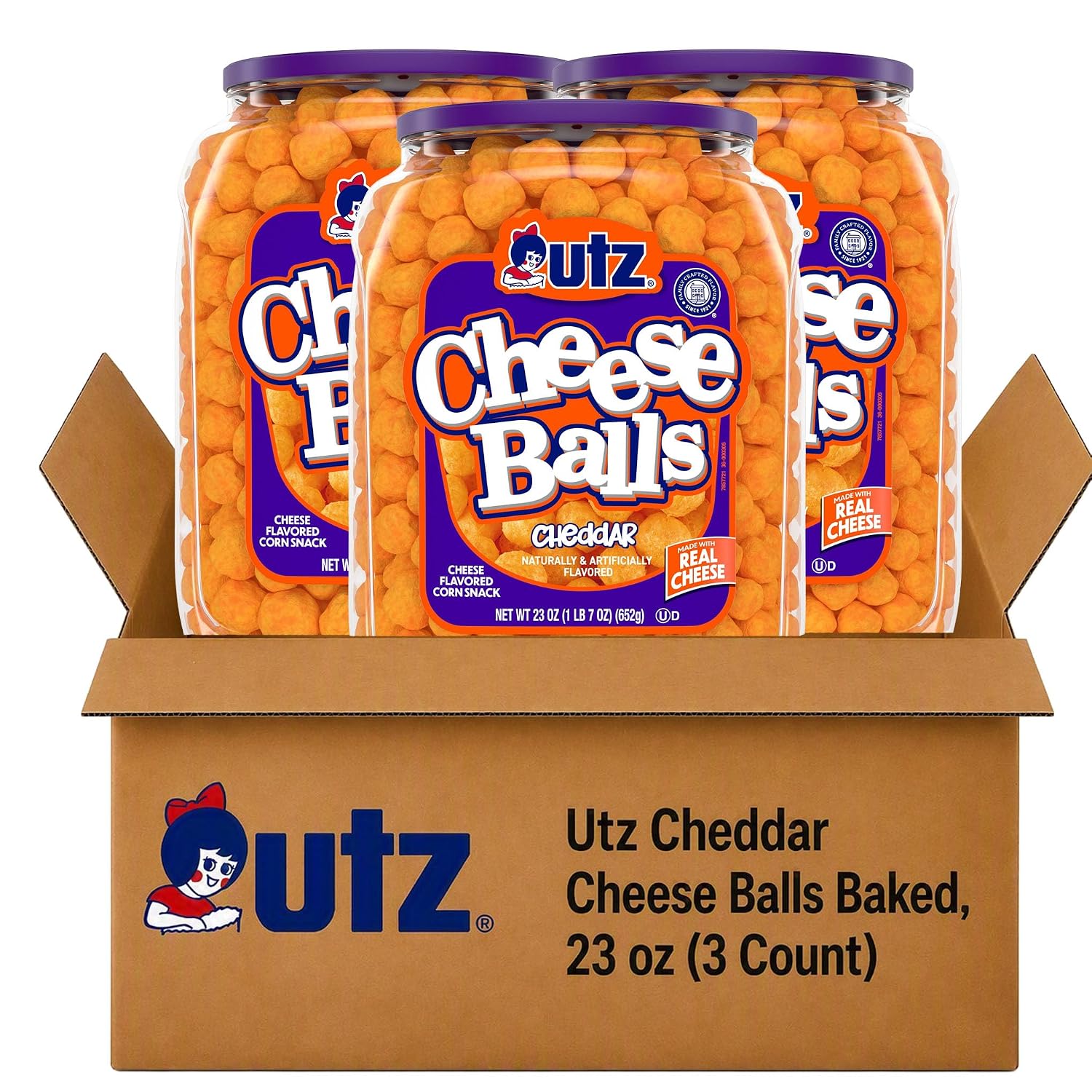 Utz Cheddar Cheese Balls Baked, 23 oz (3 Count)