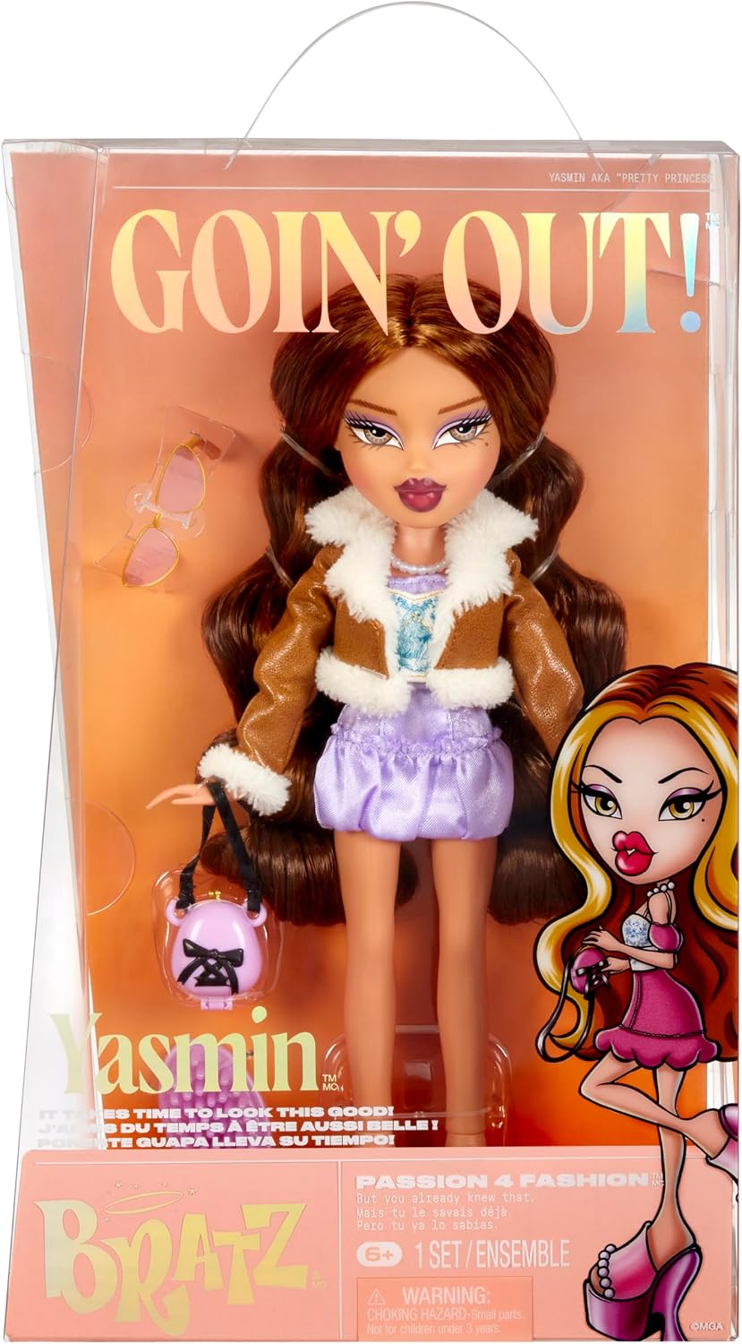 Bratz Goin' Out! Doll - Yasmin - 1 Collectible Fashion Doll with Accessories, Comes With an Outfit, a Purse, a Pair of Sunglasses, and a Brush - Kids Toy - Great for Ages 6 and Older