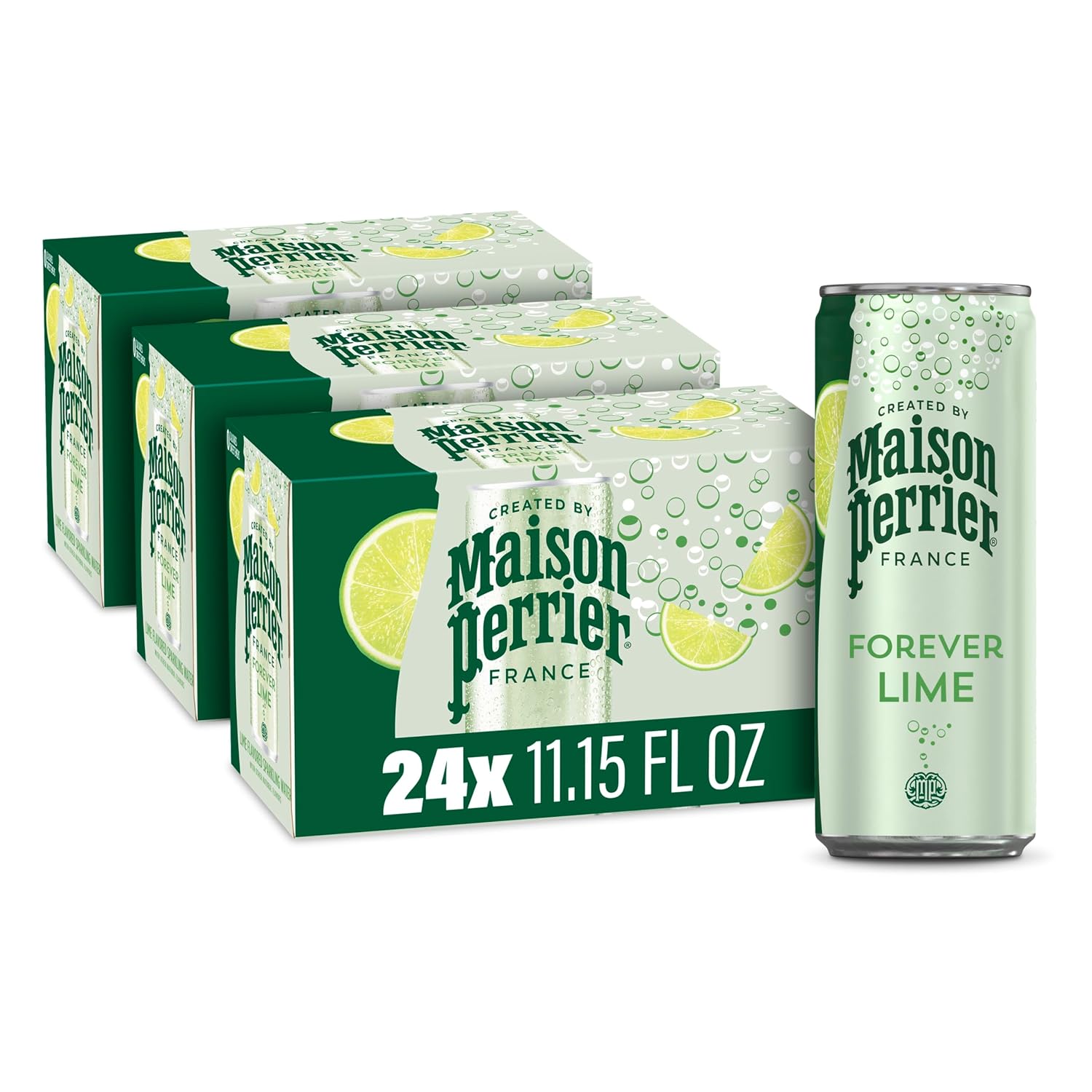 Maison Perrier Forever Lime Sparkling Water, 0 Calories, 24 Pack