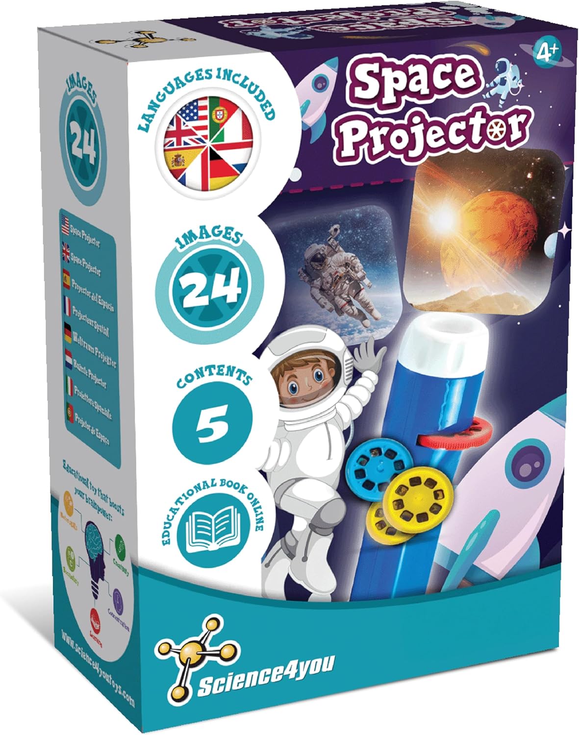 Science4you Space Torch and Projector for Kids Age 4+ - Solar System Projector Torch, Explore the Universe, Galaxy Light with Planets for Kids, Space Toys, Games & Gifts for Boys & Girls 4+ Years Old