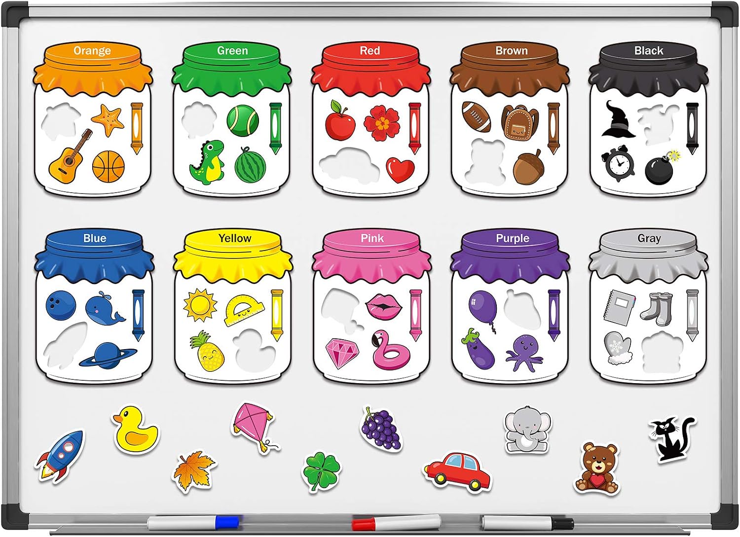 10 Pieces Color Recognition Magnetic Sorting Set Educational Magnet Color Baby Toddlers Kids Magnets for Refrigerator Whiteboard, Above Ages 3