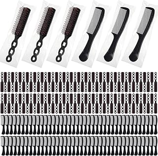 Baderke 200 Pcs Hair Brushes Bulk Combs Set for Homeless Individually Wrapped Bulk Brush Widen Combs for Curly Hair Suitable for Women Men Shelter Nursing Hotel Church Charity Supply(Black)
