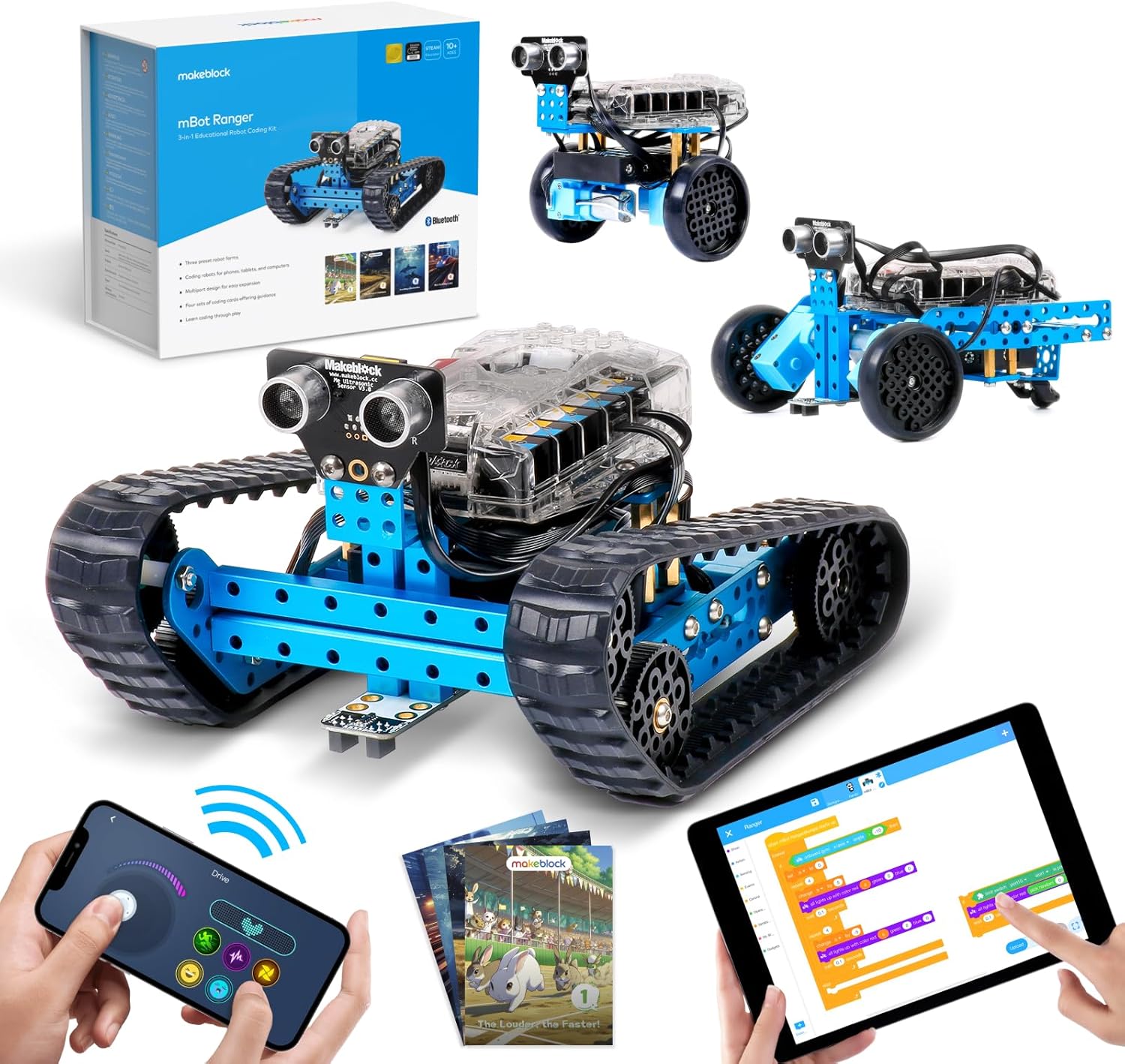 Makeblock mBot Ranger 3 in 1 Robotics for Kids Age 8-12, Coding Robot for Arduino Scratch Learning with Coding Box, 16 Coding Projects STEM Science Kit, Robot Toys Gift for Kids Ages 10+