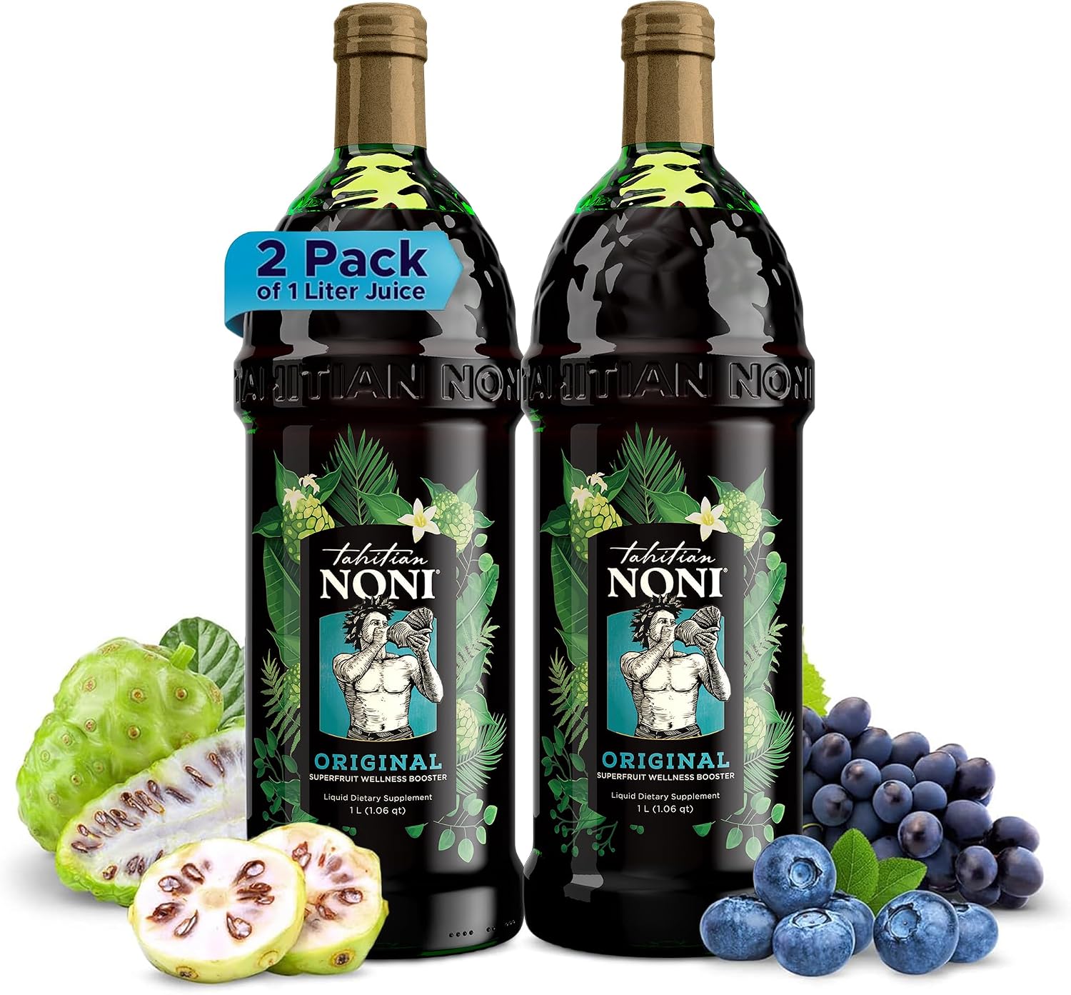 TAHITIAN NONI Juice by Morinda 2PK Case, Two 1 Liter Bottles per Case