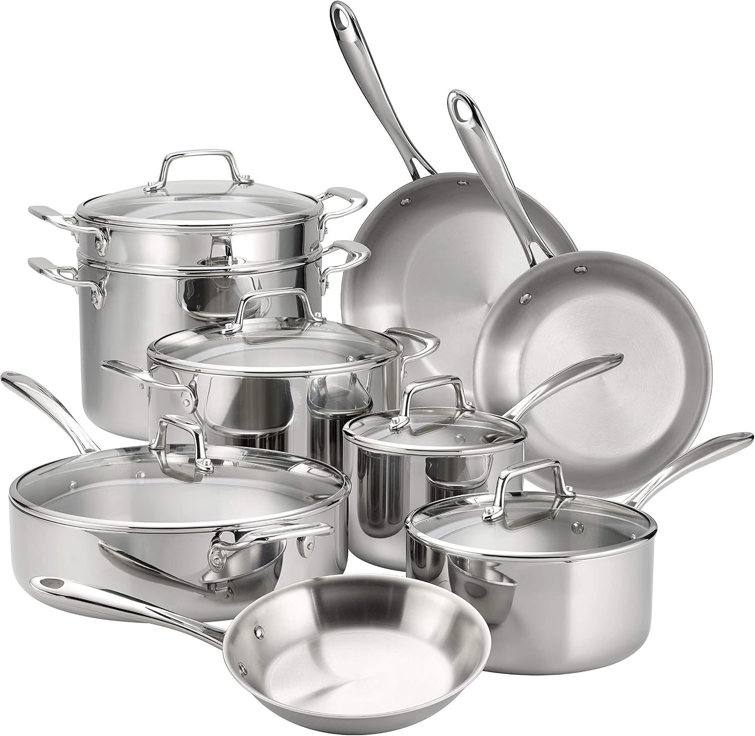 Tramontina Boston Tri-Ply Clad Stainless Steel 14-Pc Pots and Pans Set