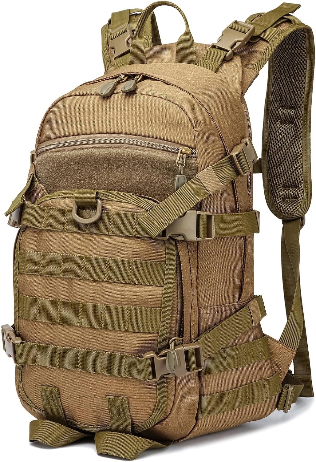 POWER KING 25L Military Tactical Backpack, Practical Rucksack for Men with Molle System Outdoor Hiking Backpack Army Backpack for Trekking, Traveling, Mountaining, Khaki