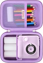 Hard Travel Case Compatible with ESOXOFFORE Instant Print Camera for Kids, HD Digital Video Cameras Storage Holder with Mesh Pocket for SD Card, USB Cable, Colour Pen, Purple