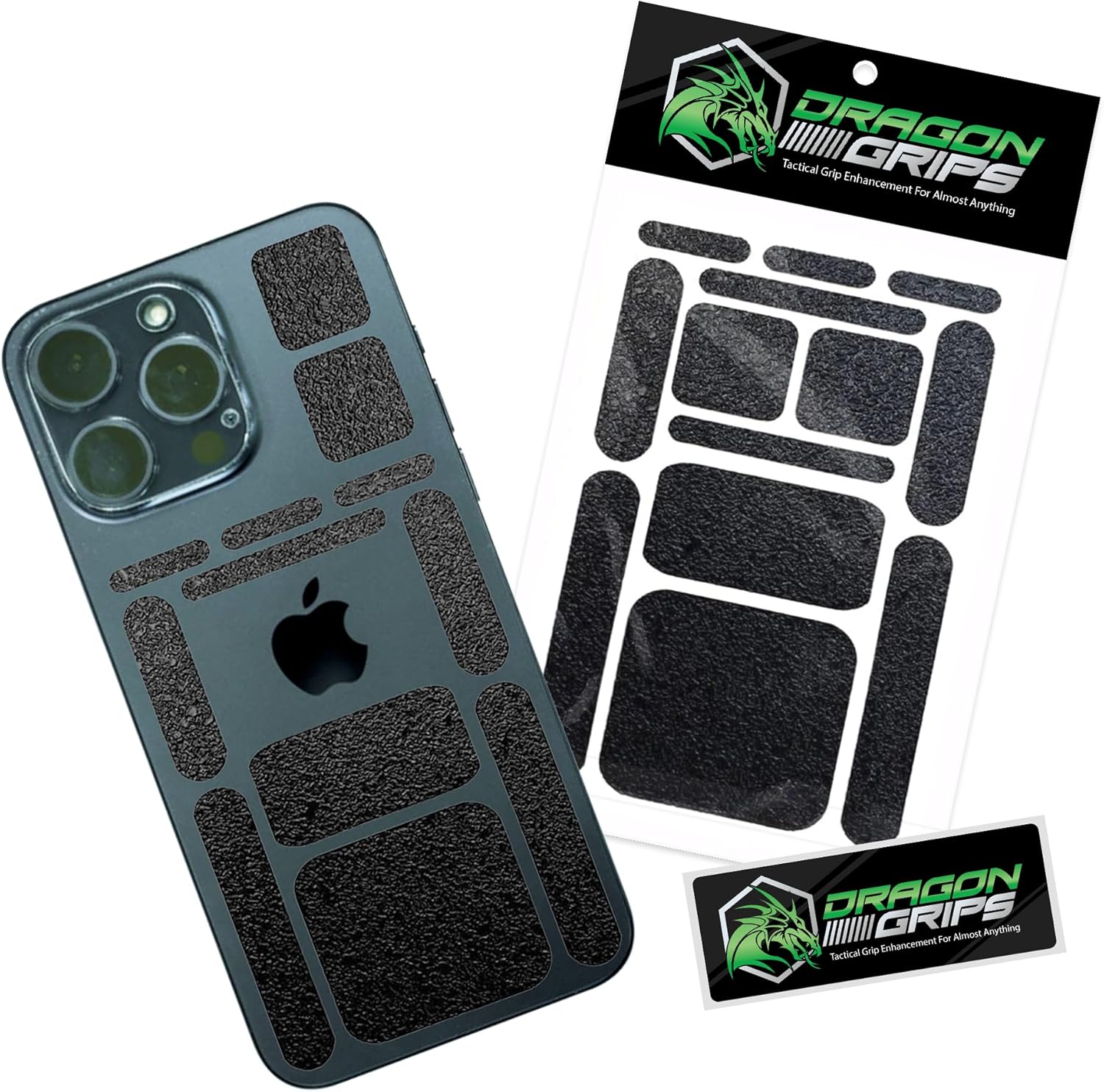 Dragon Grips 13 Pcs Rectangular Rubber Grip Tape, Rubberized Grip Stickers for Phone Case, Mouse, Gun, Tools, Gaming Controller, Laptop, and More