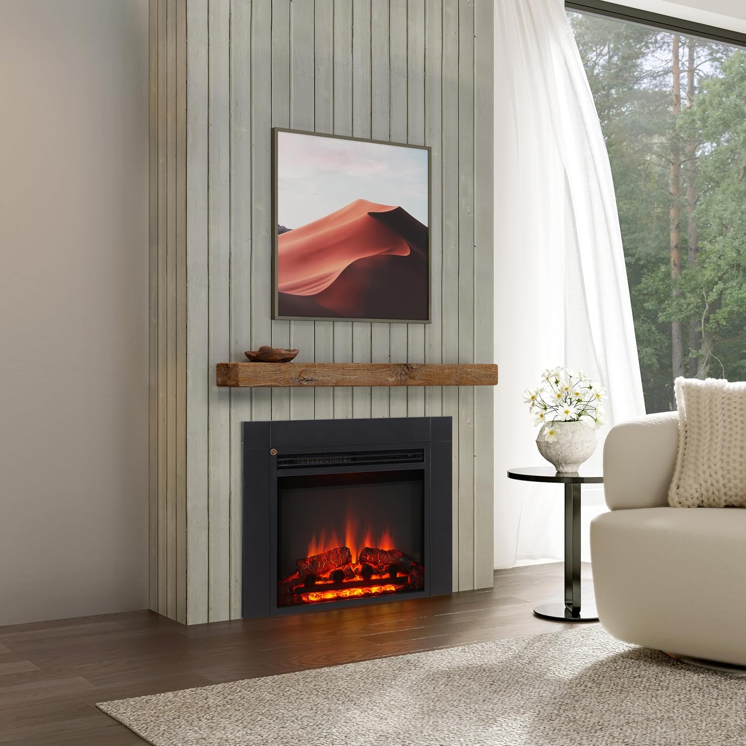 FLAMME 24" Freestanding Electric Fireplace Insert, Innsbruck, Black
