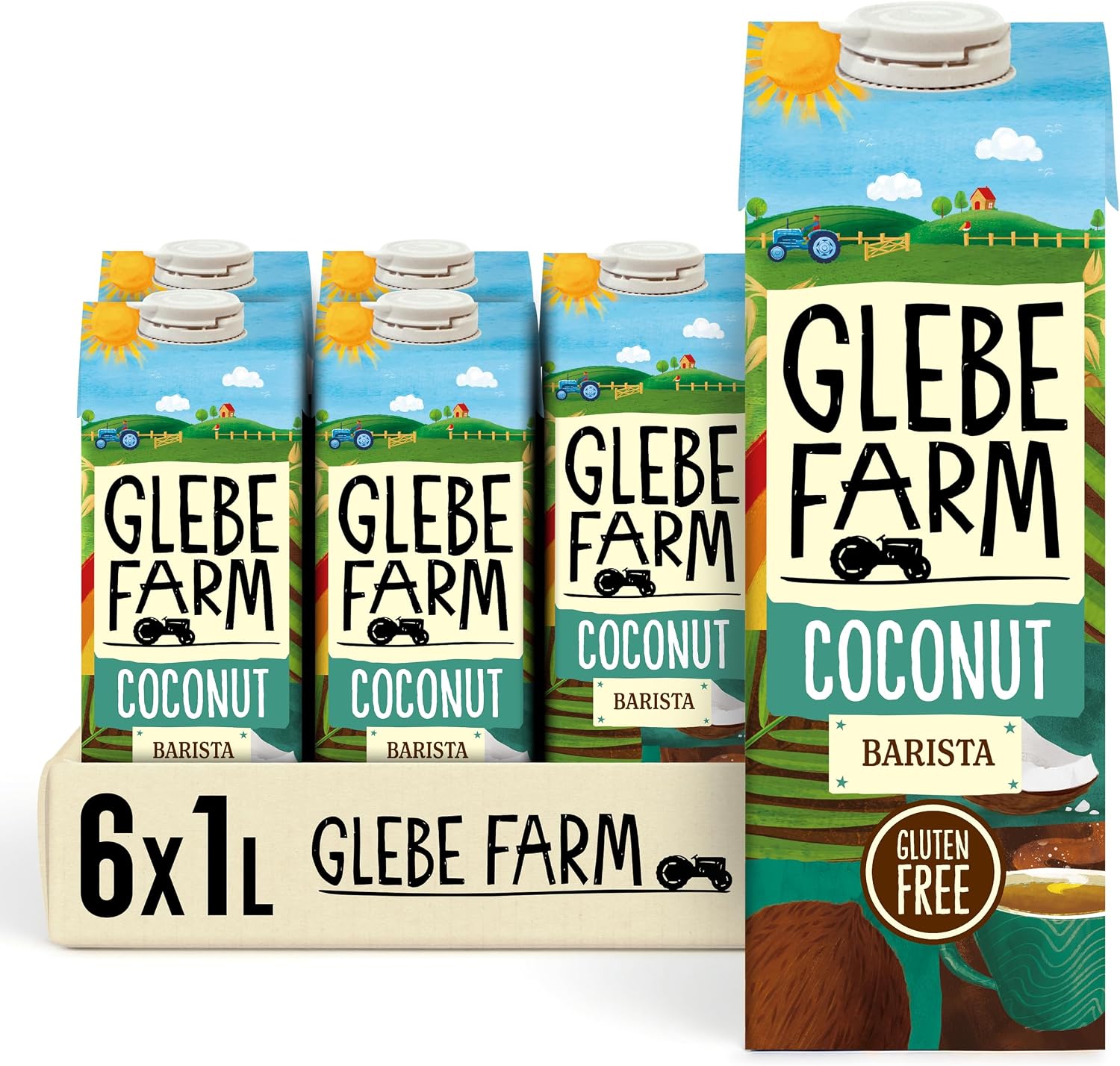 Glebe Farm Gluten Free & Vegan Coconut Milk, Healthy Dairy Free Coffee Creamer & Coconut Milk Barista Multipack For a Perfect Microfoam, 6 x 1 Litre