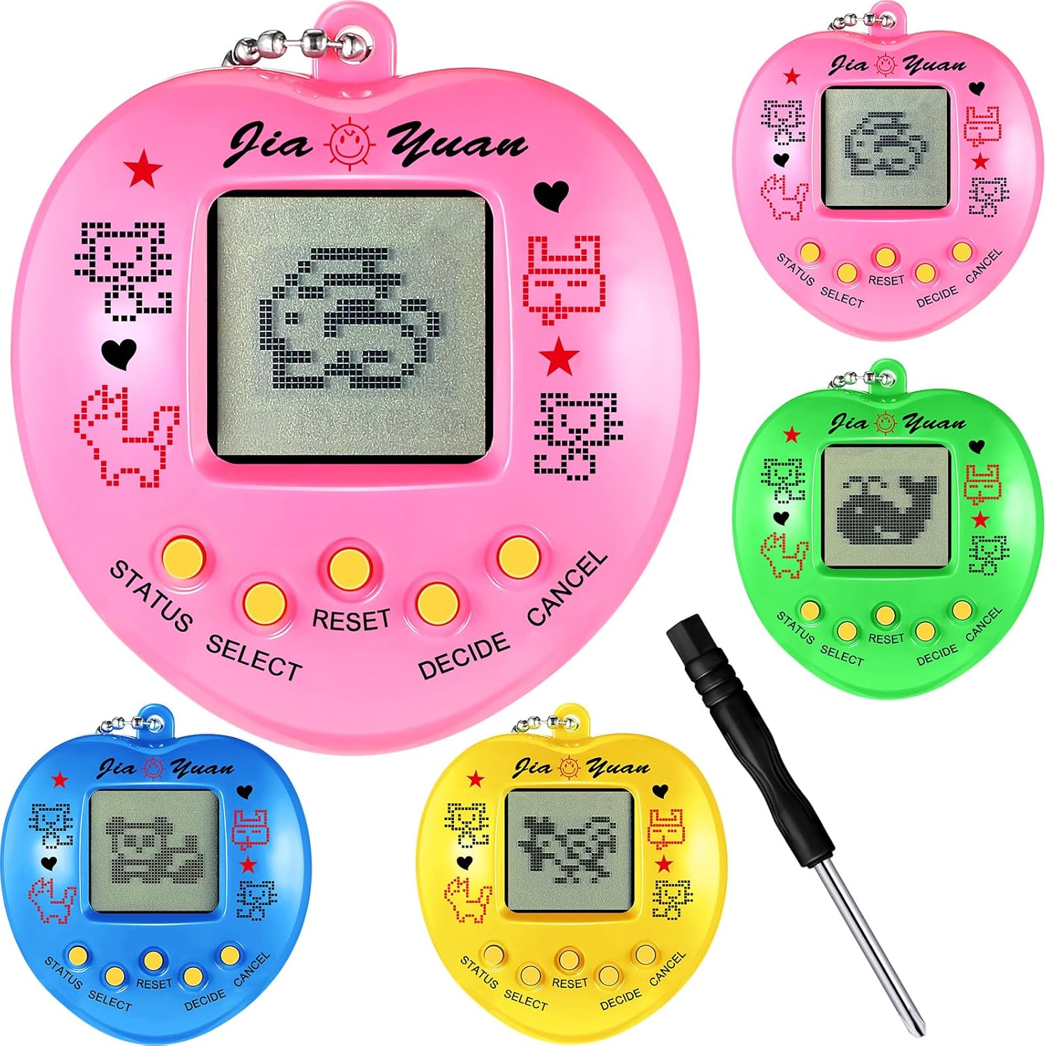 Sosation 3 Pcs Virtual Pets Keychain Virtual Electronic Digital Pets Keychain Party Favor Stuffers Retro Handheld Game Machine Nostalgic 90s Toy for Boys Girls Birthday Gift