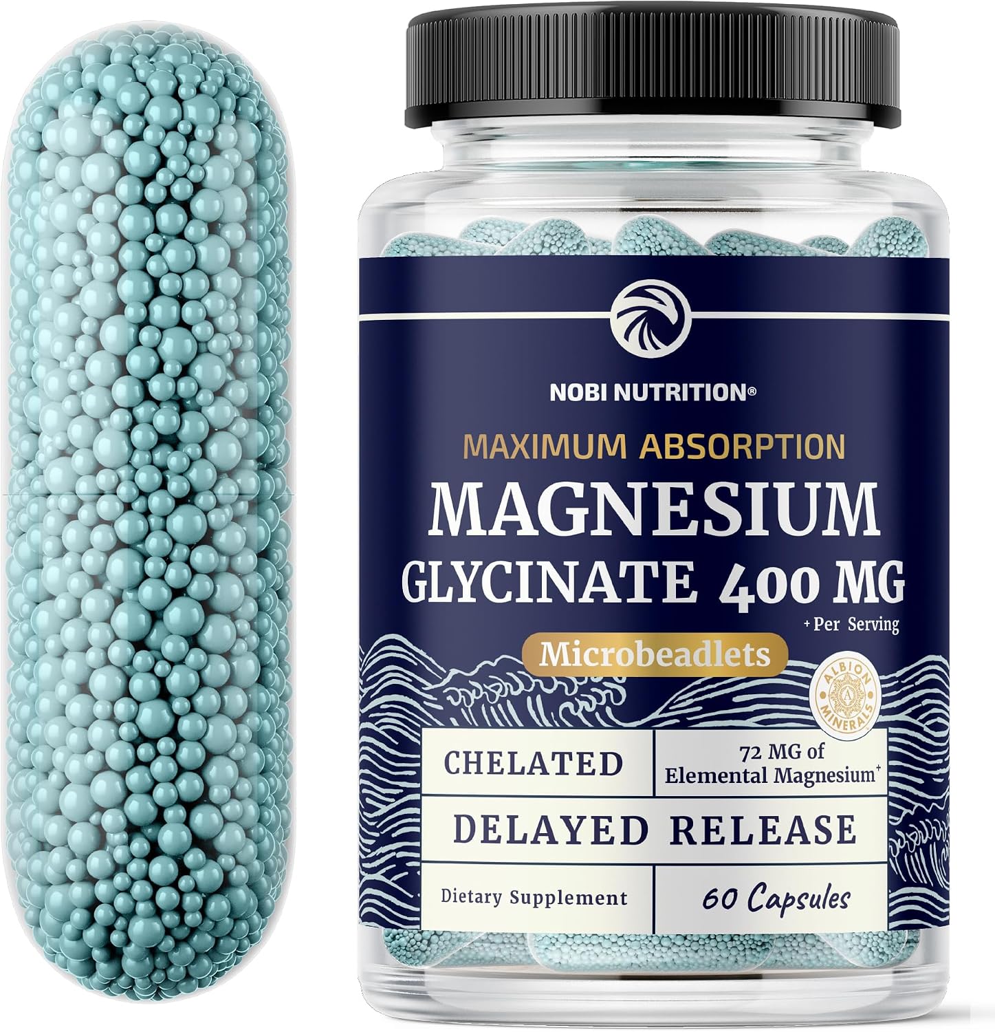 Magnesium Glycinate 400mg, High-Absorption Magnesium for Sleep & Relaxation