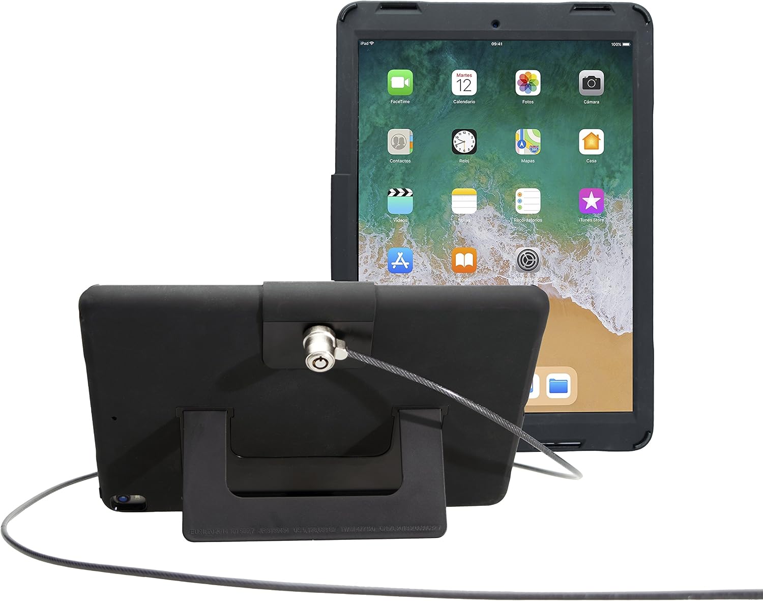 CTA Digital Security Case with Kickstand and Anti-Theft Cable for iPad Air 3 (2019) and iPad Pro 10.5 (PAD-SCKT) Black