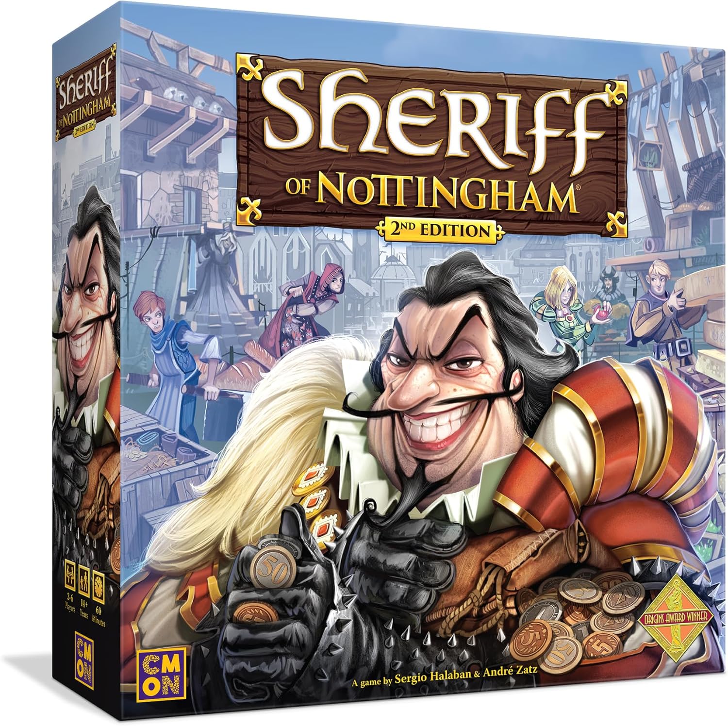 CMON Sheriff of Nottingham Board Game (2nd Edition) - Medieval Bluffing & Card Drafting Strategy Game for Kids & Adults, Ages 14+, 3-6 Players, 60 Minute Playtime